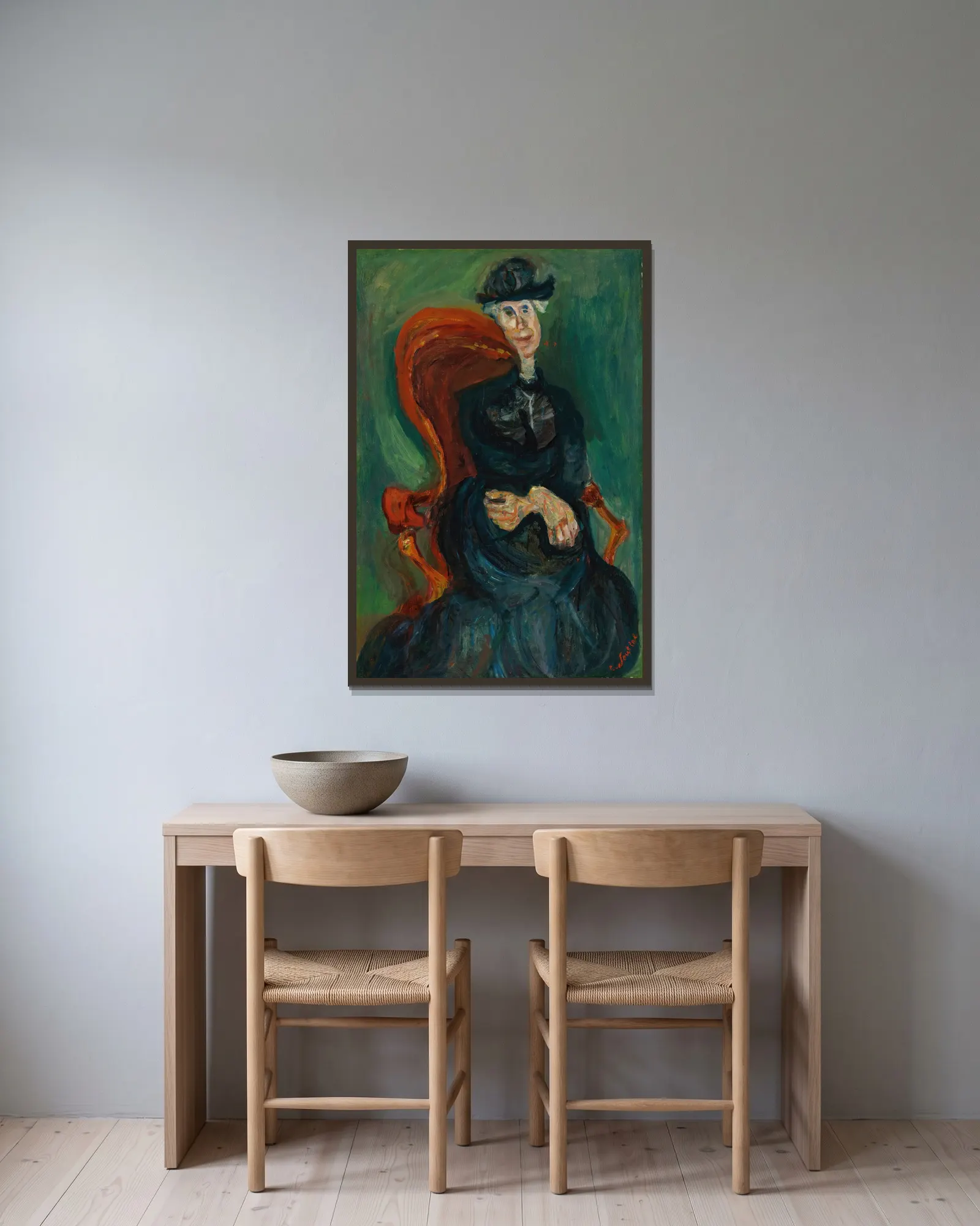 La Vieille Dame Assise av Chaïm Soutine inramad på en vägg