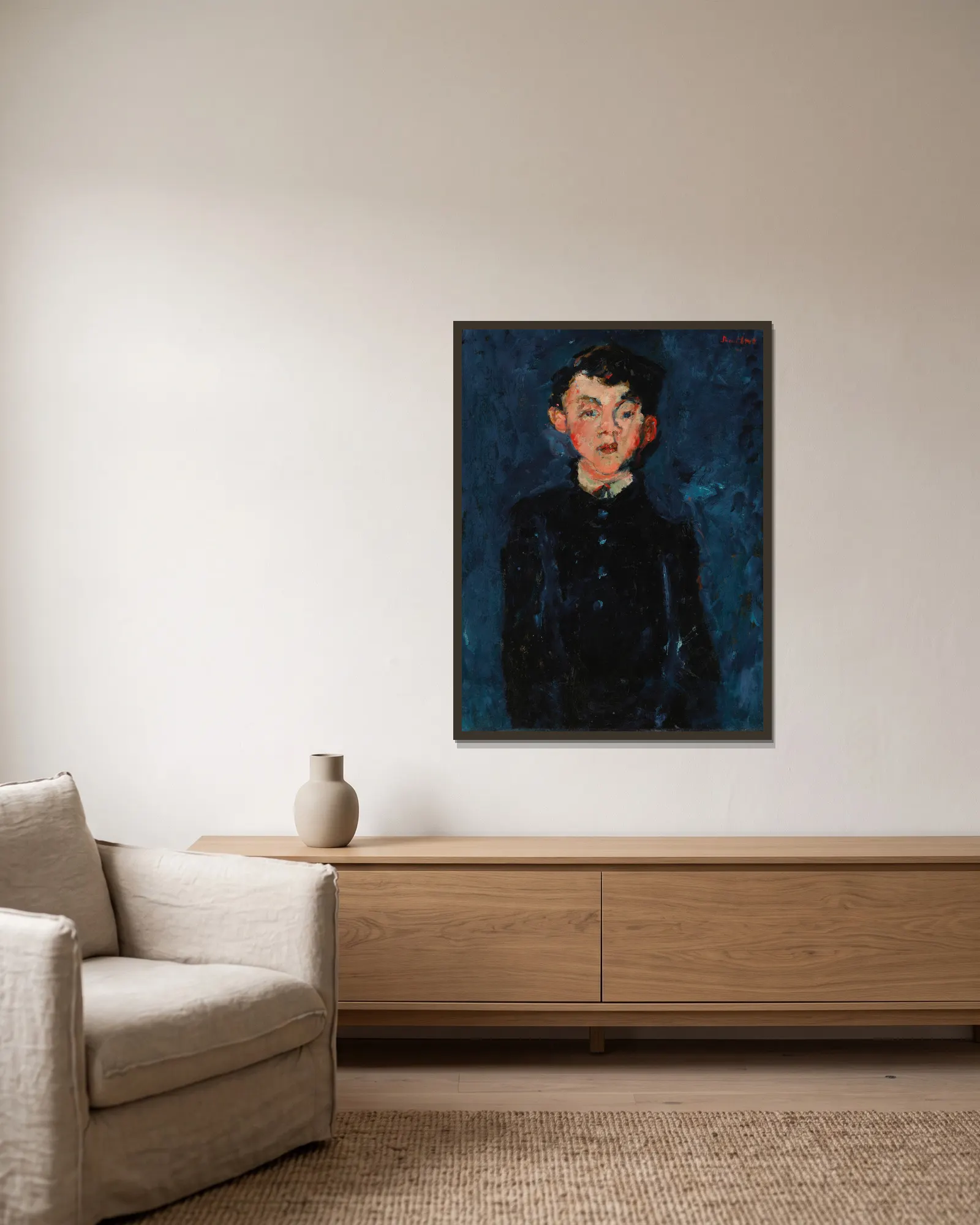 Le Chasseur av Chaïm Soutine inramad på en vägg