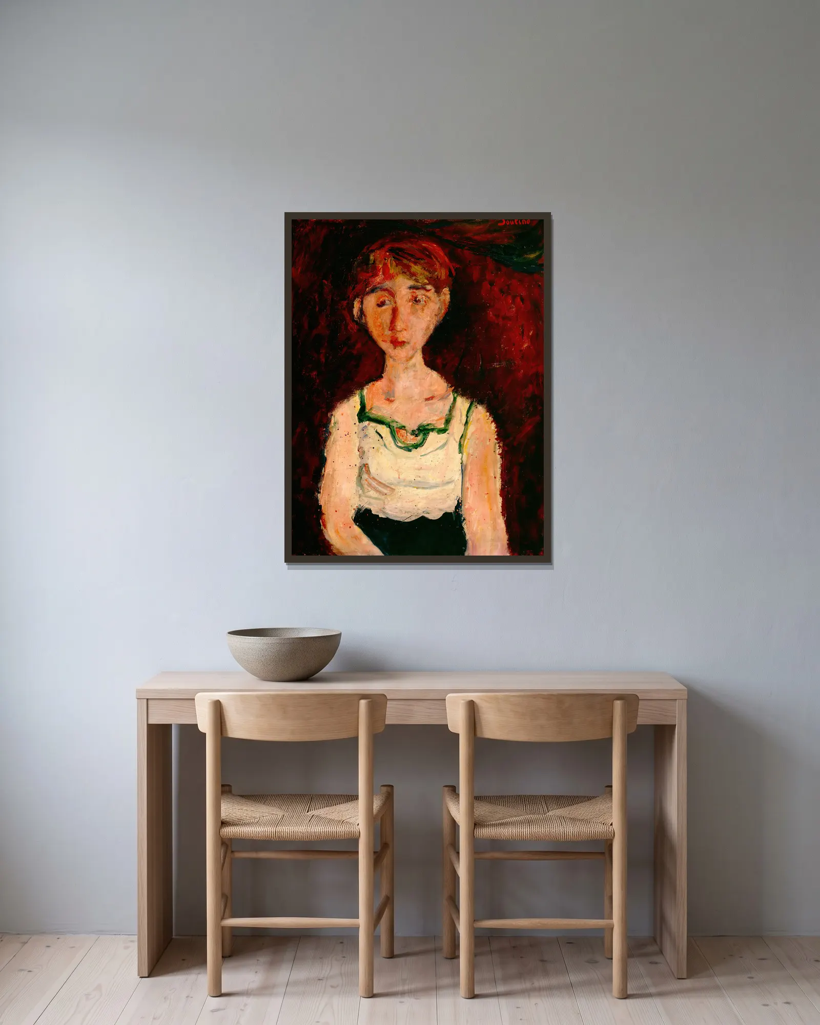 Little Girl av Chaïm Soutine inramad på en vägg