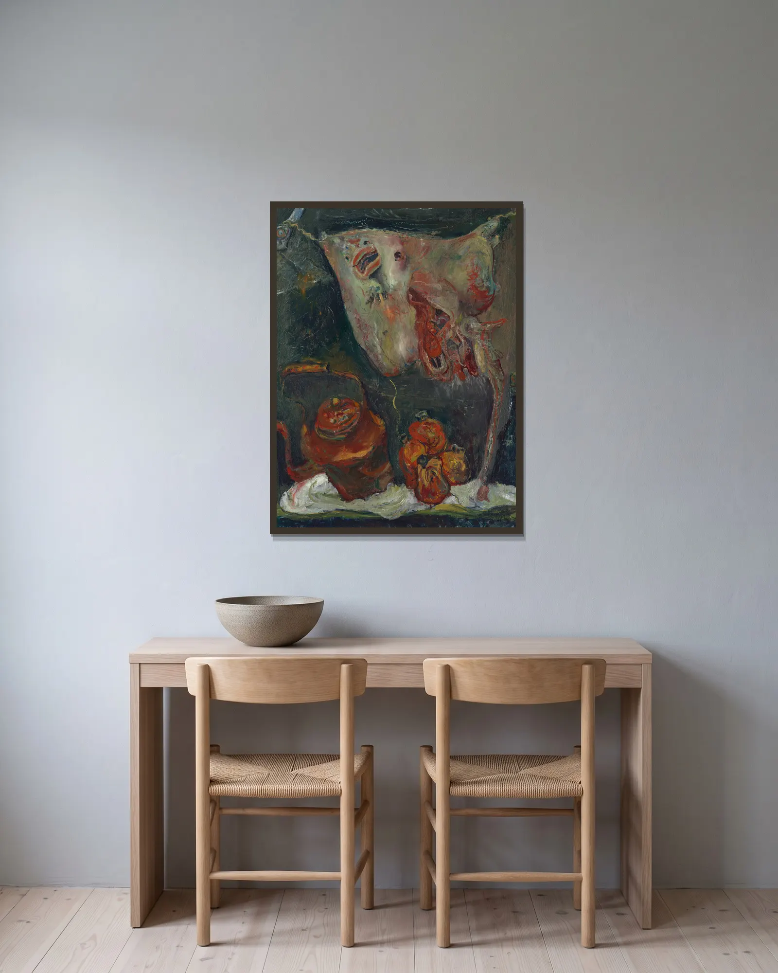 Still Life with Rayfish av Chaïm Soutine inramad på en vägg