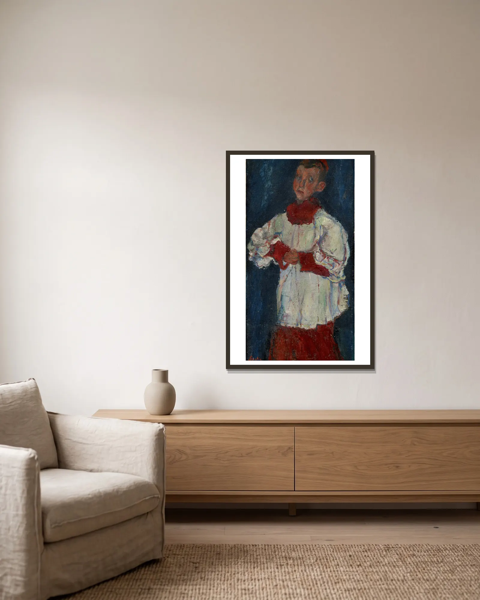 The Choir Boy av Chaïm Soutine inramad på en vägg