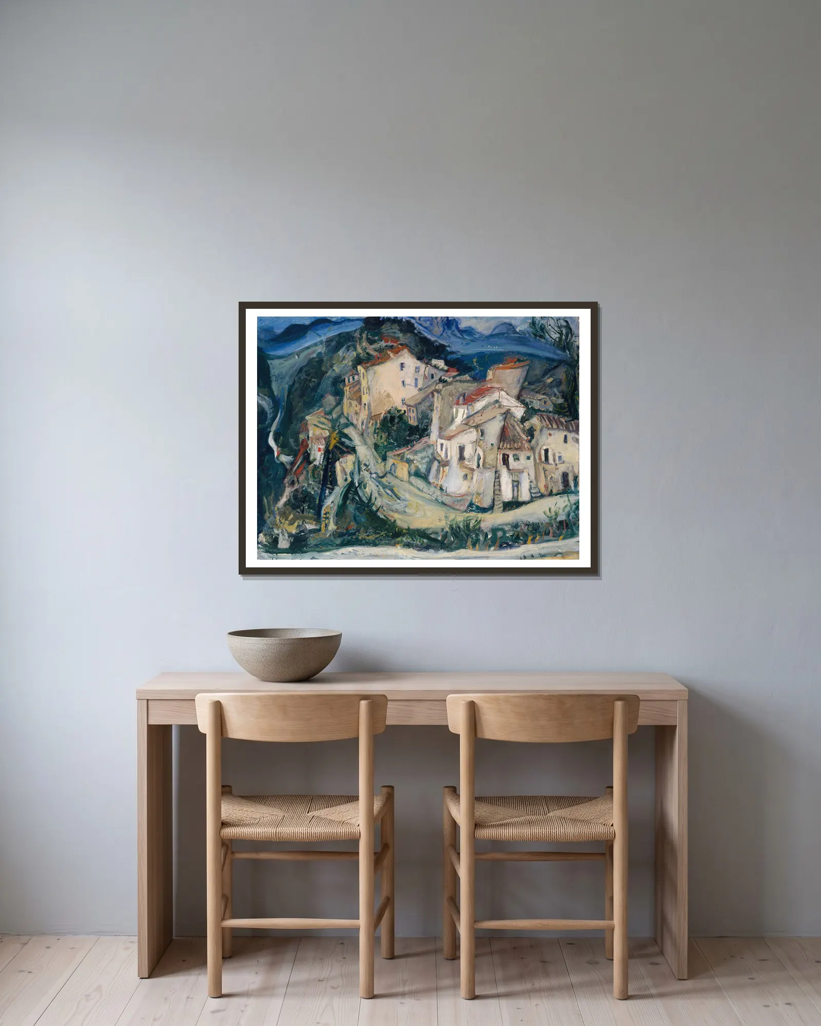 View of Cagnes av Chaïm Soutine inramad på en vägg