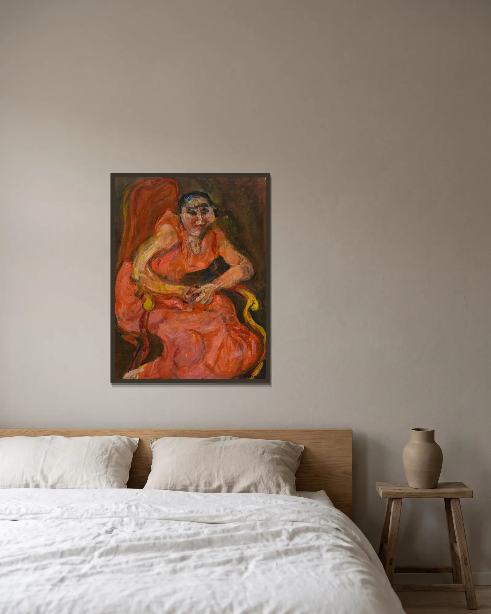 Woman in Pink av Chaïm Soutine inramad på en vägg