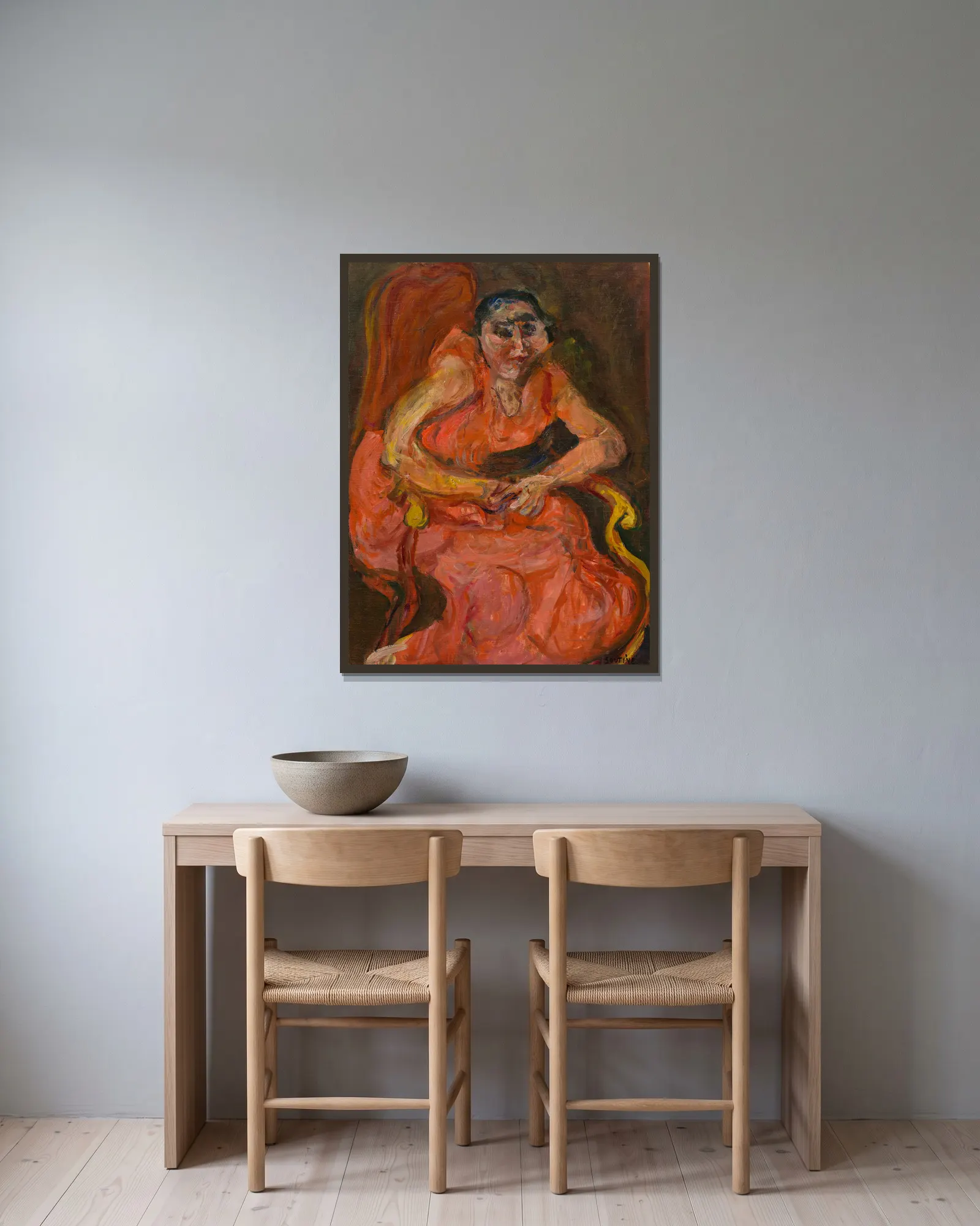 Woman in Pink av Chaïm Soutine inramad på en vägg