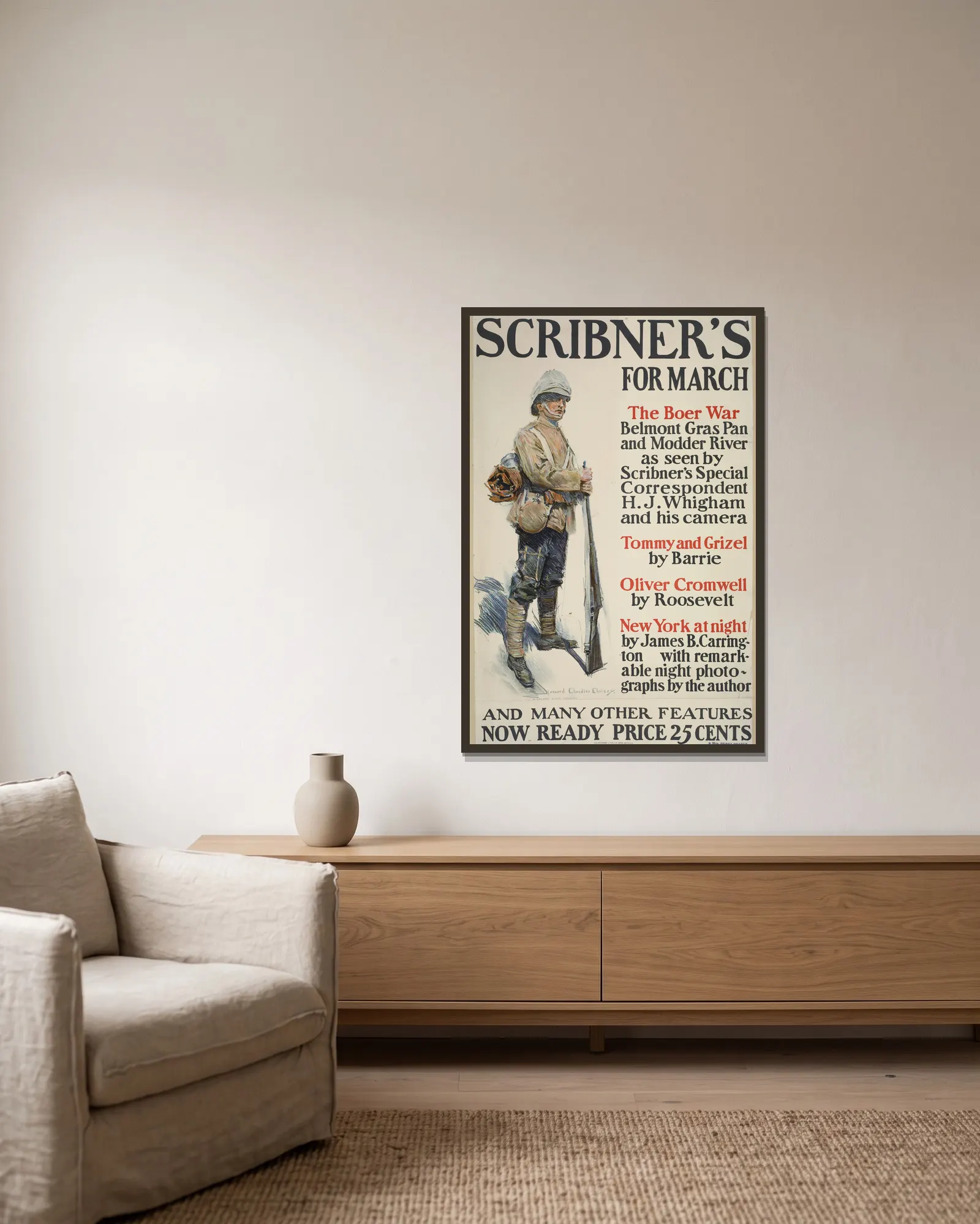 Scribner’s for March av Howard Chandler Christy inramad på en vägg