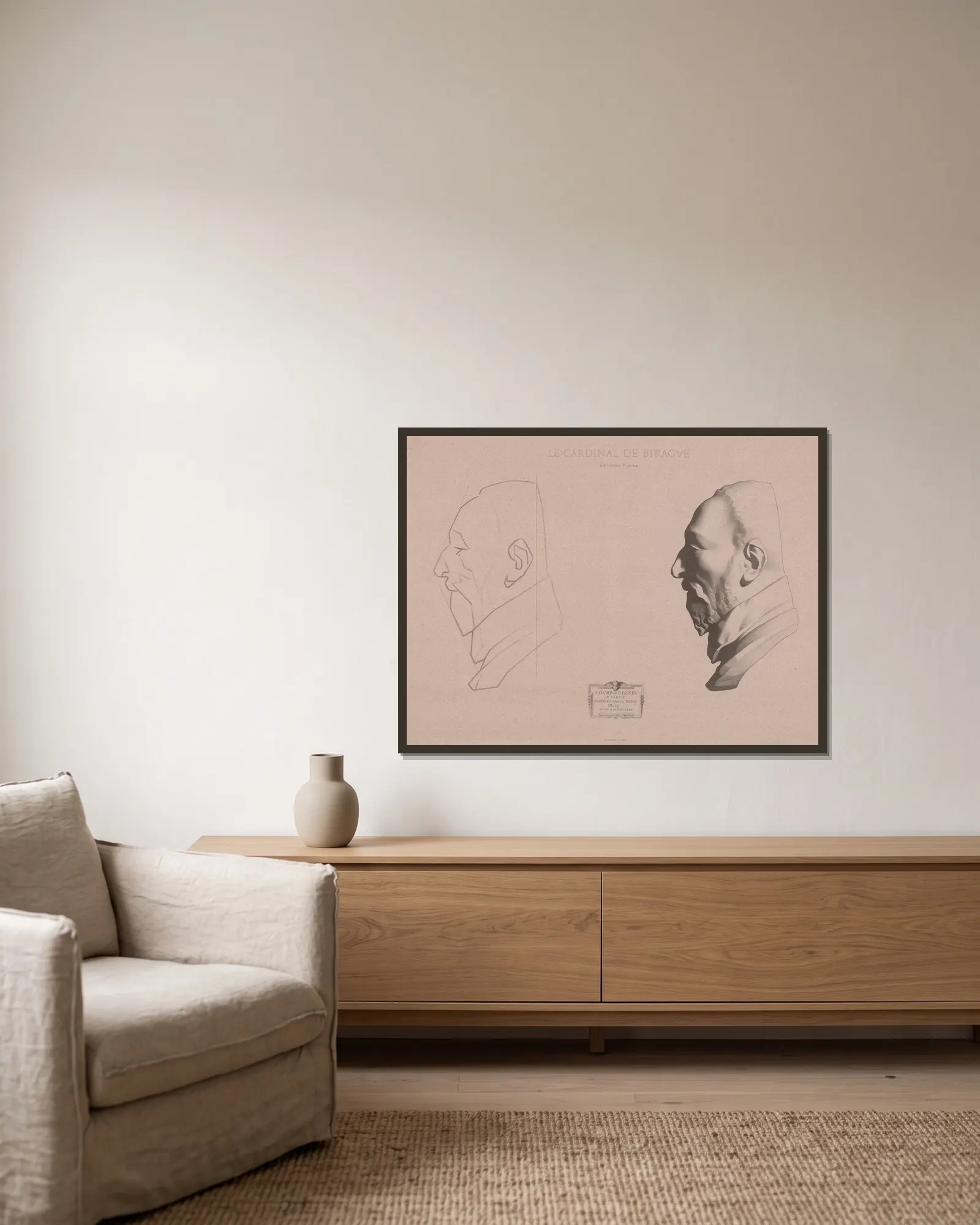 Cours de dessin Pl.37 av Charles Bargue inramad på en vägg