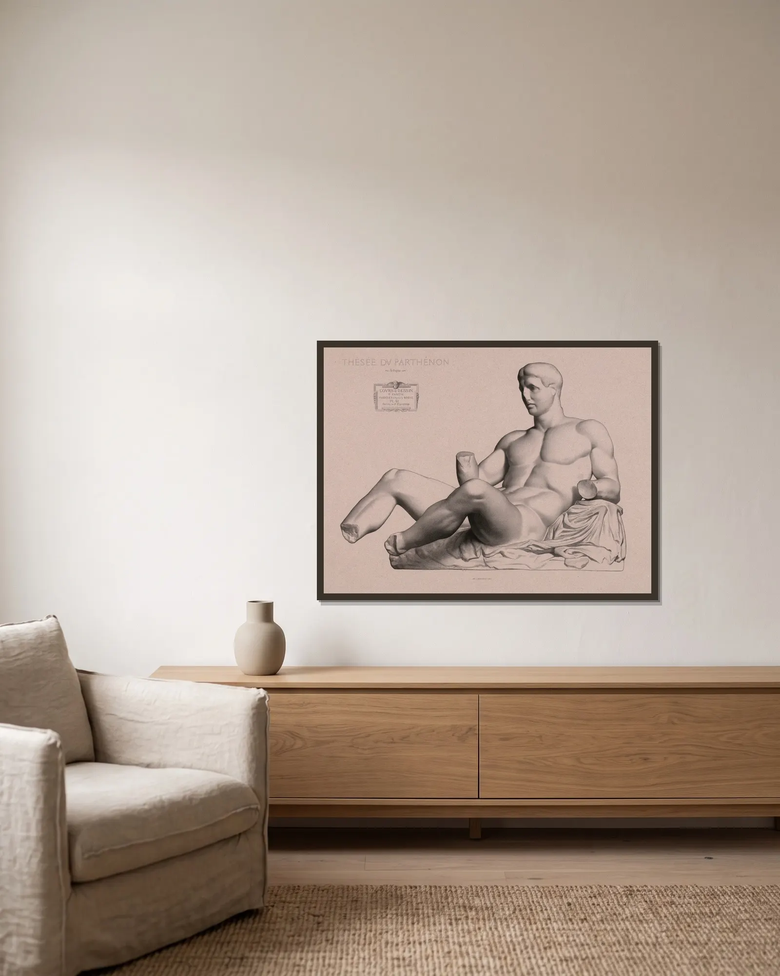 Cours de dessin Pl.64 av Charles Bargue inramad på en vägg