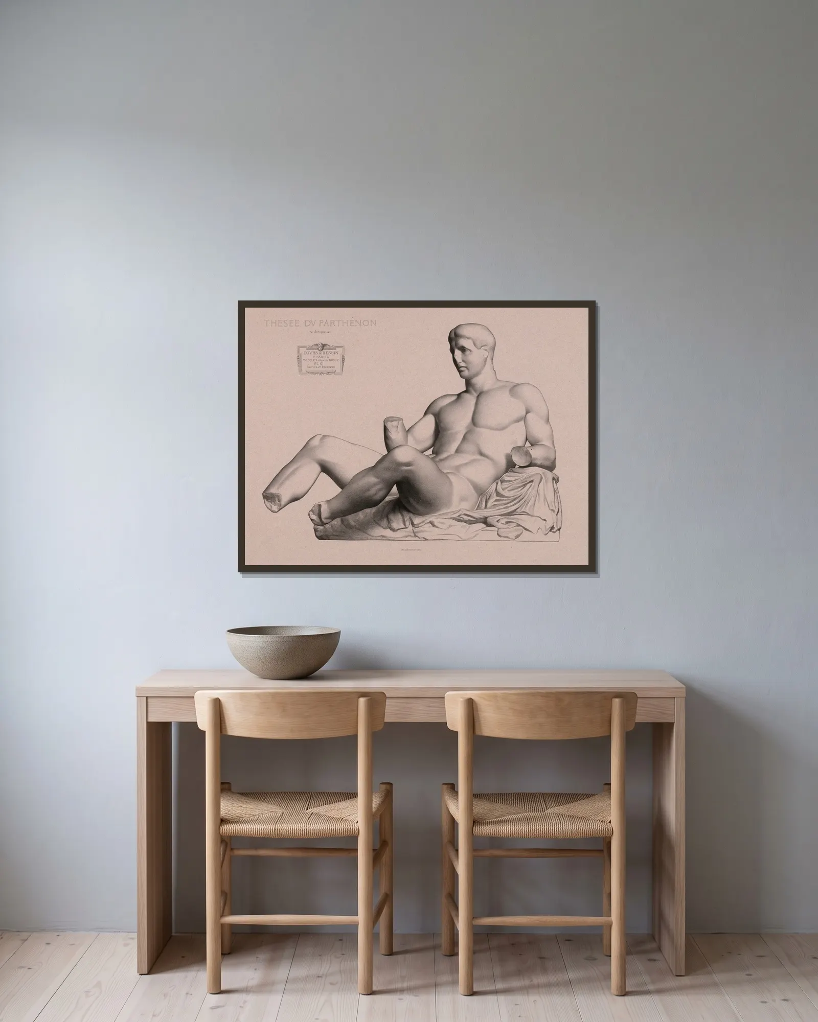 Cours de dessin Pl.64 av Charles Bargue inramad på en vägg