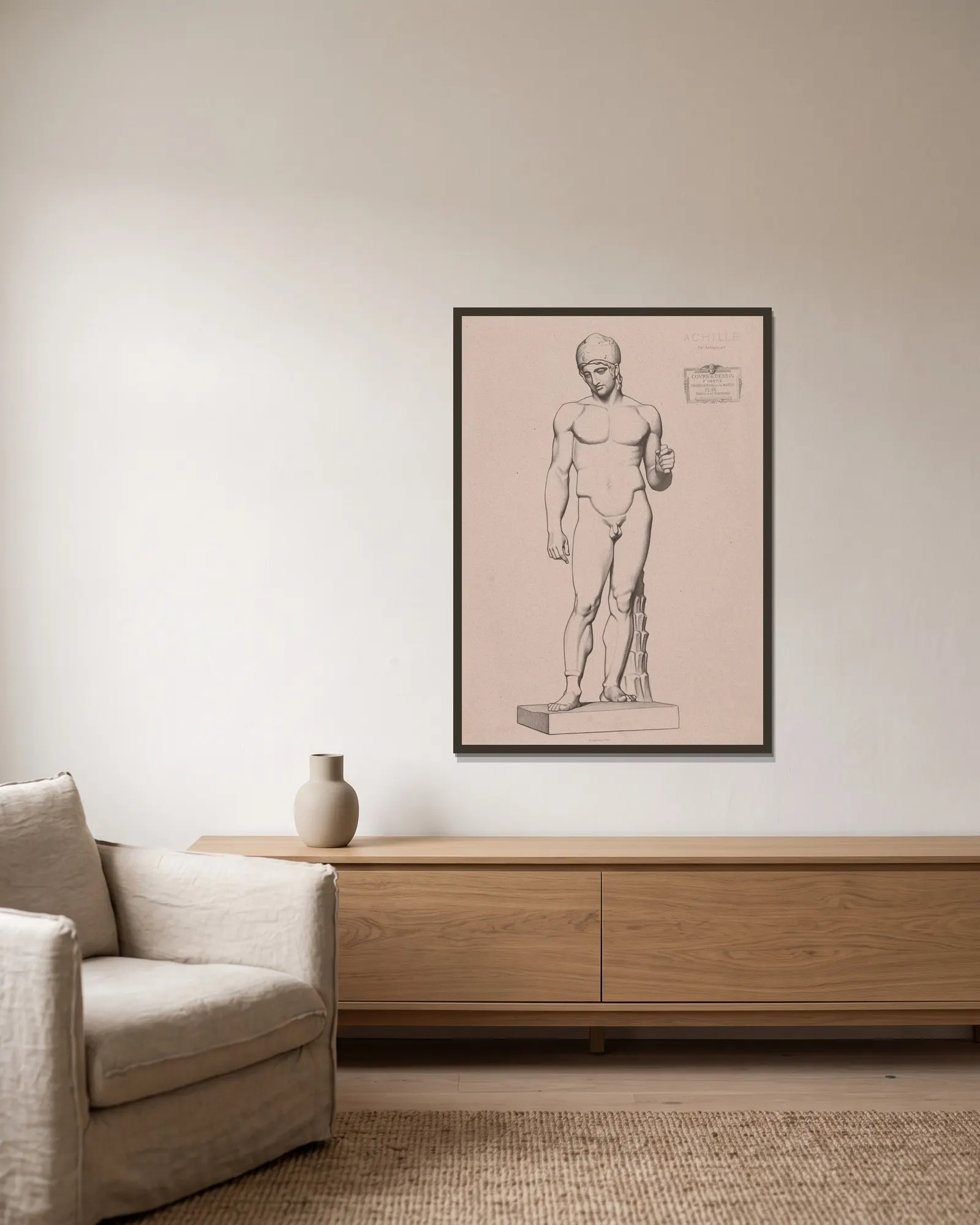 Cours de dessin Pl.71 av Charles Bargue inramad på en vägg