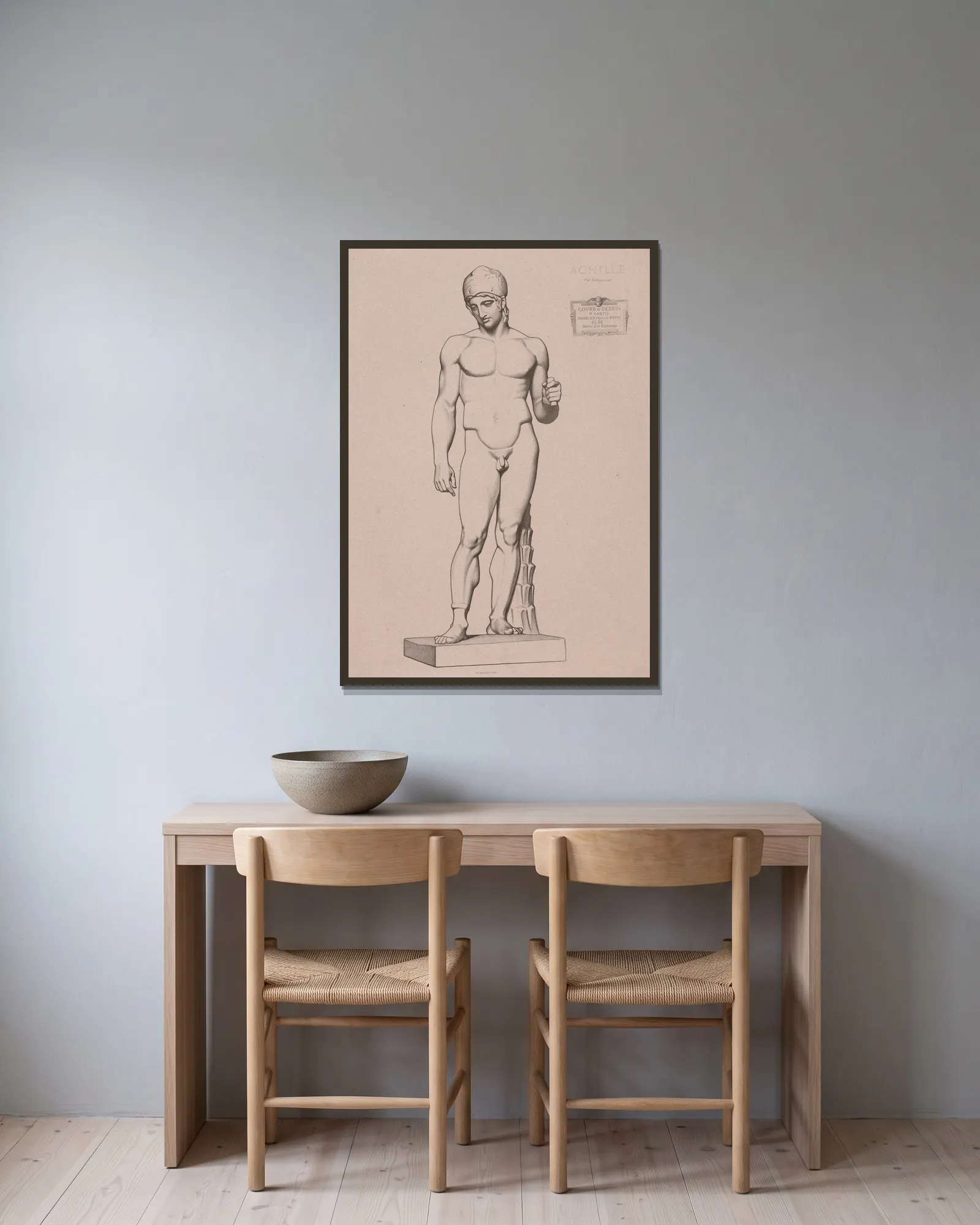 Cours de dessin Pl.71 av Charles Bargue inramad på en vägg