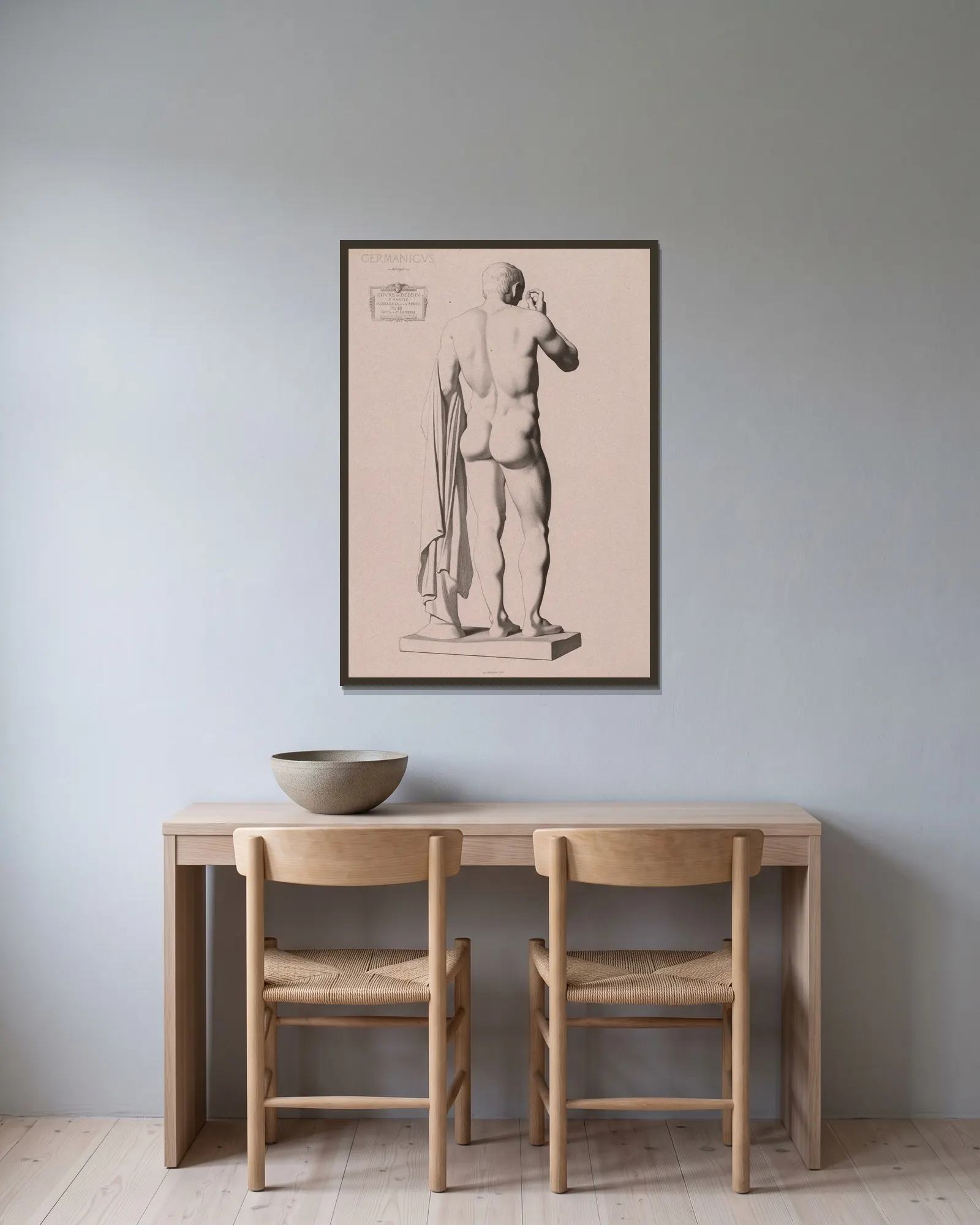 Cours de dessin Pl.72 av Charles Bargue inramad på en vägg