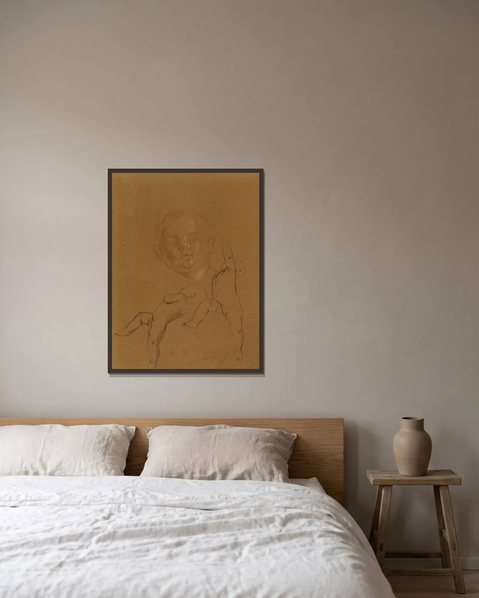 Etude d’Amours av Charles Chaplin inramad på en vägg