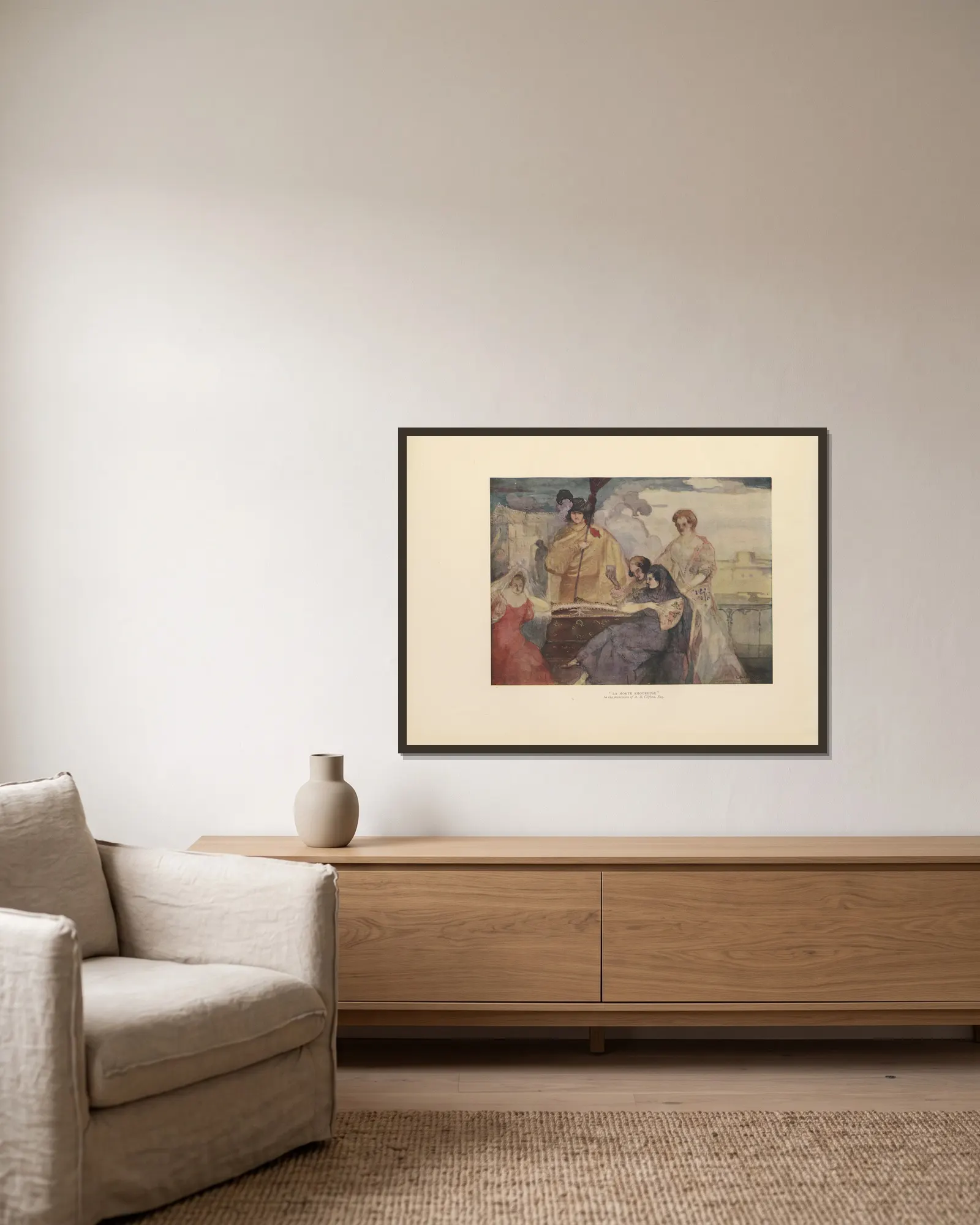 La Morte Amoureuse av Charles Conder inramad på en vägg