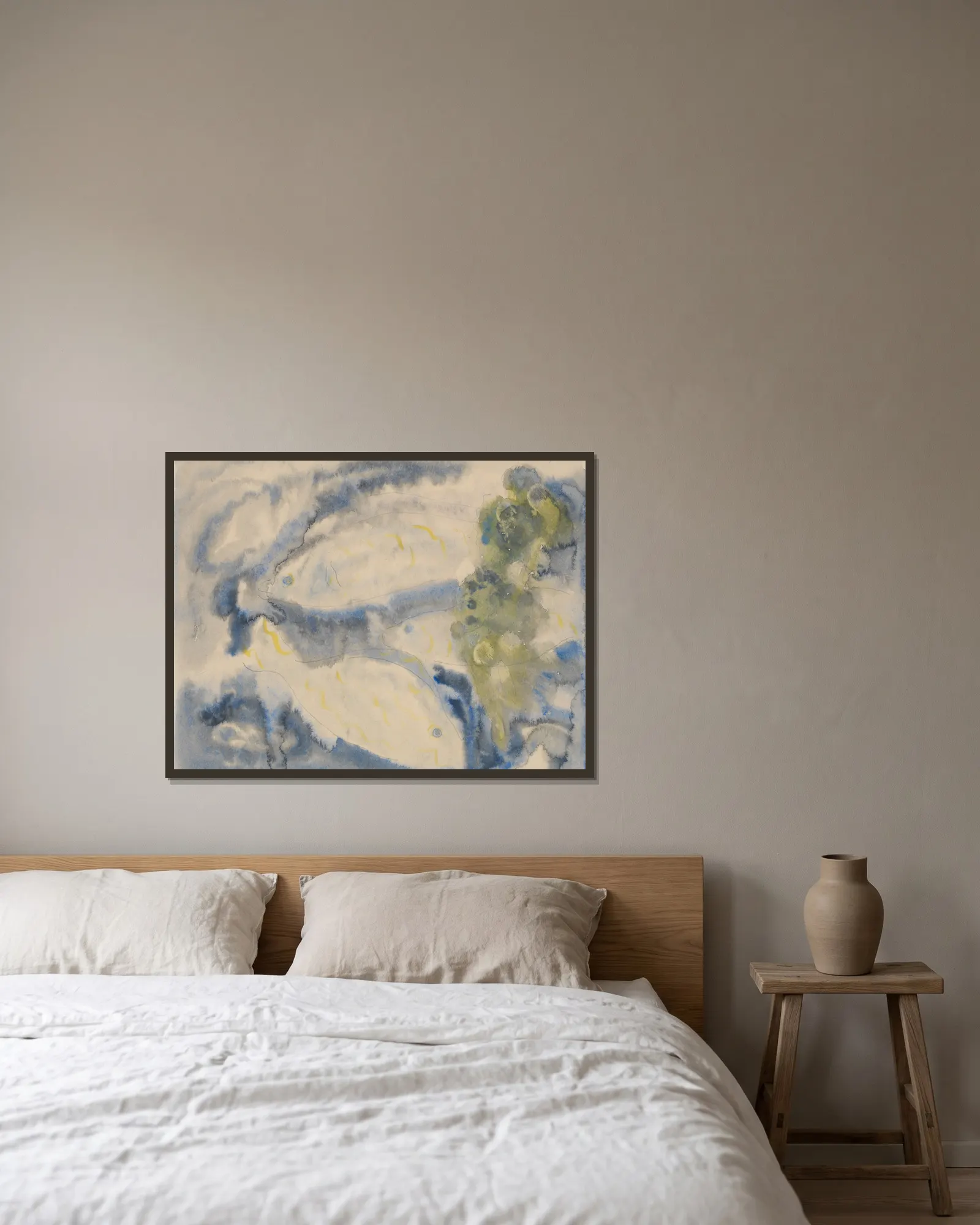 Fish Series, No. 1 av Charles Demuth inramad på en vägg