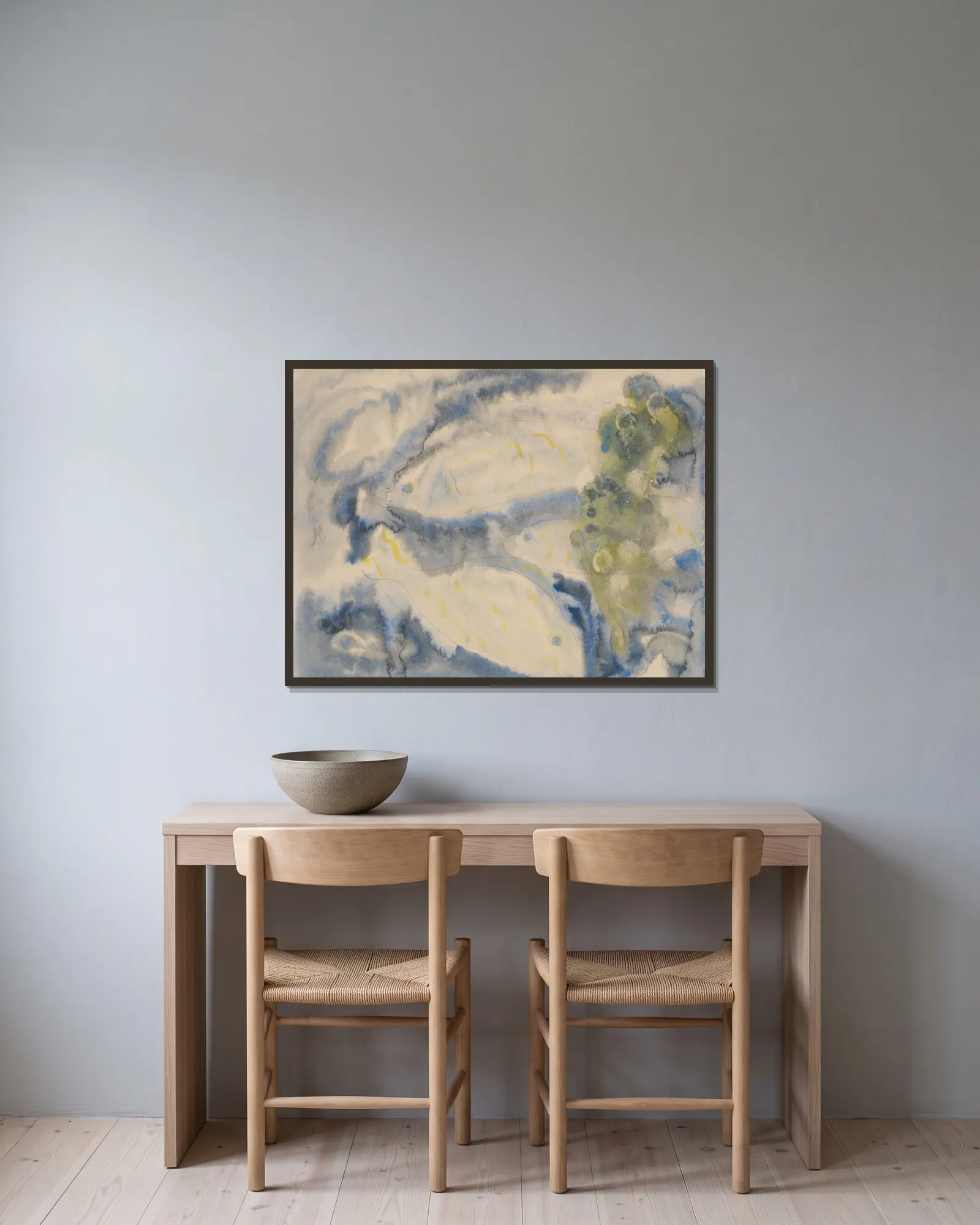 Fish Series, No. 1 av Charles Demuth inramad på en vägg