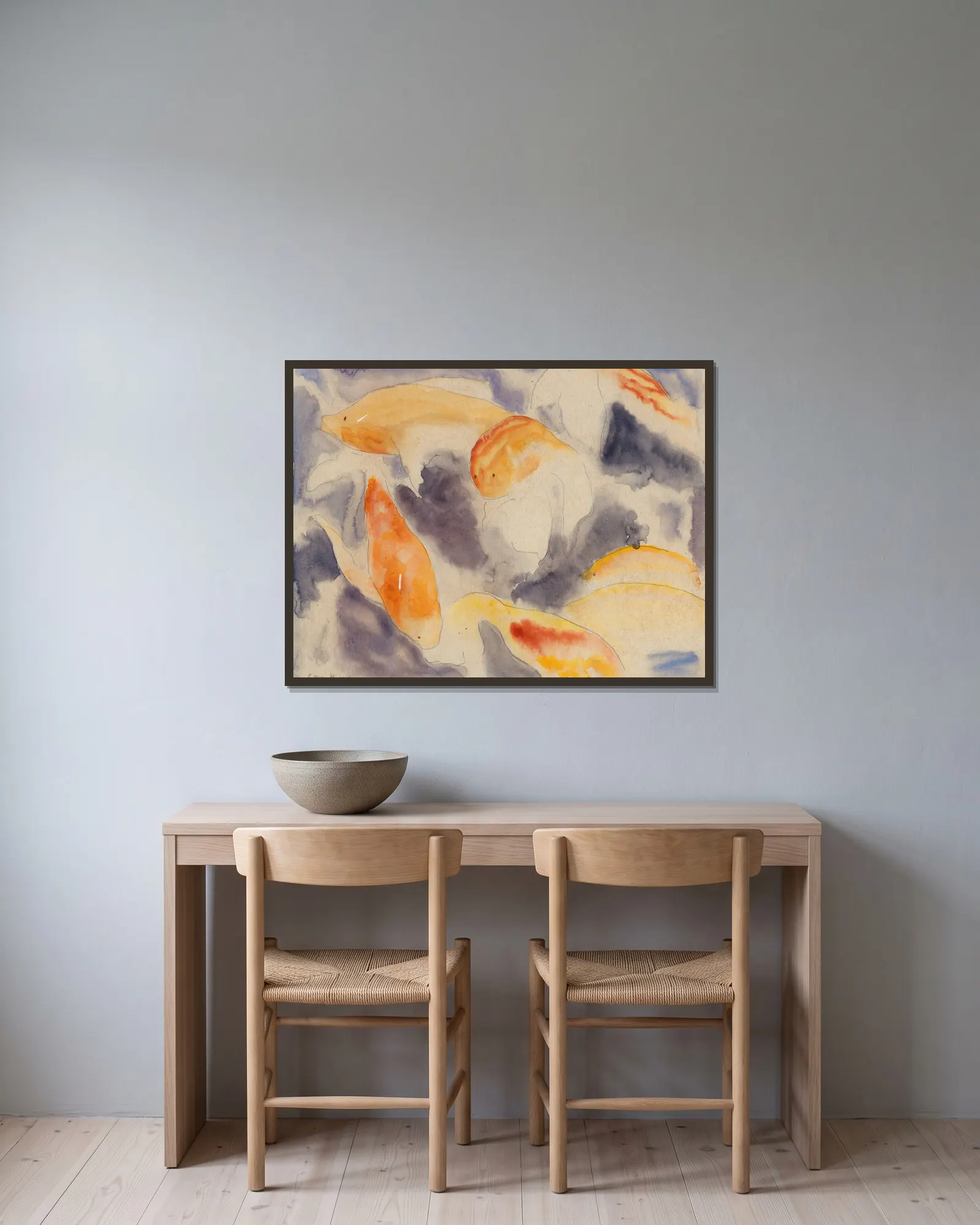 Fish Series, No. 4 av Charles Demuth inramad på en vägg