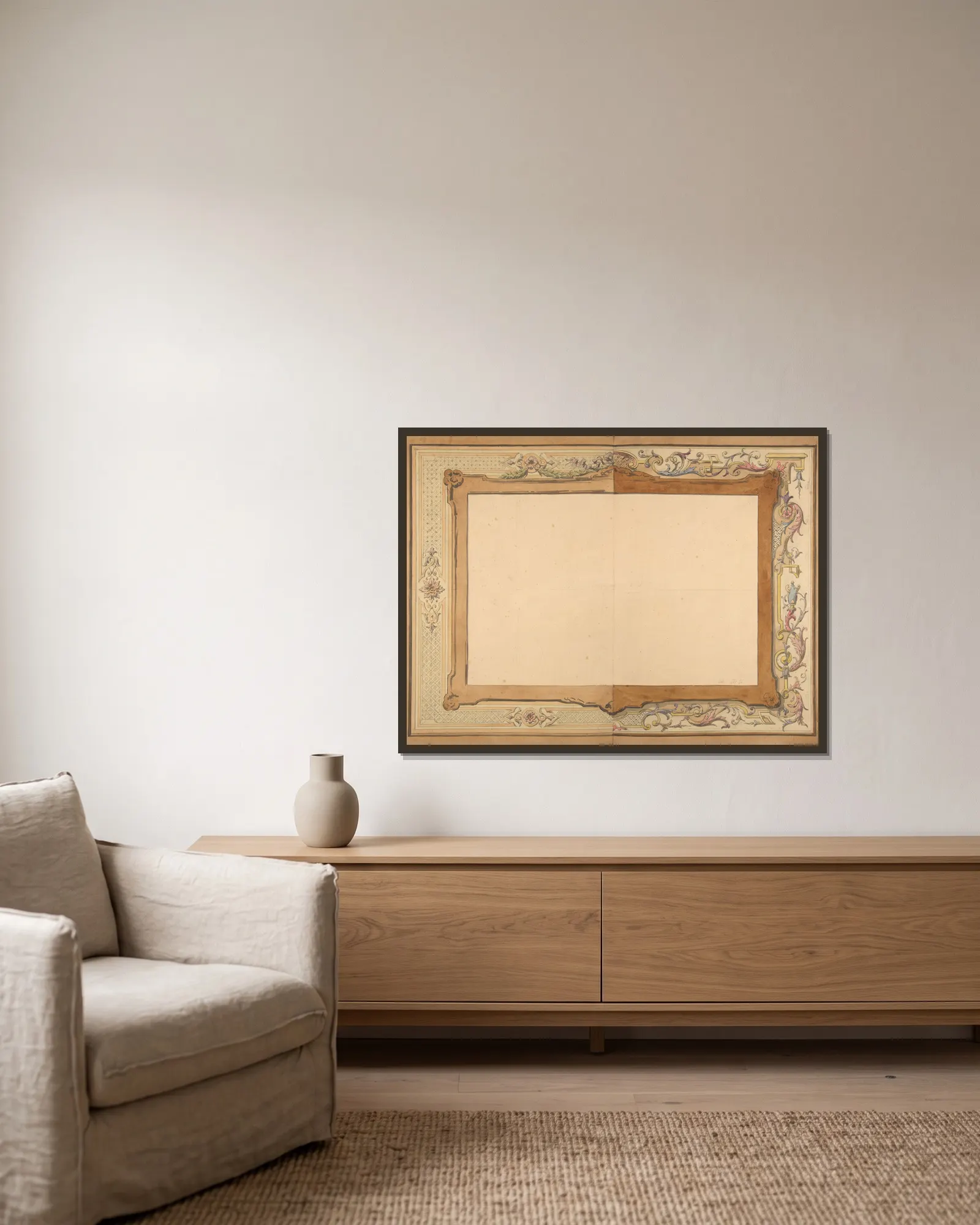 Design for a ceiling – nr 5 av Jules-Edmond-Charles Lachaise inramad på en vägg