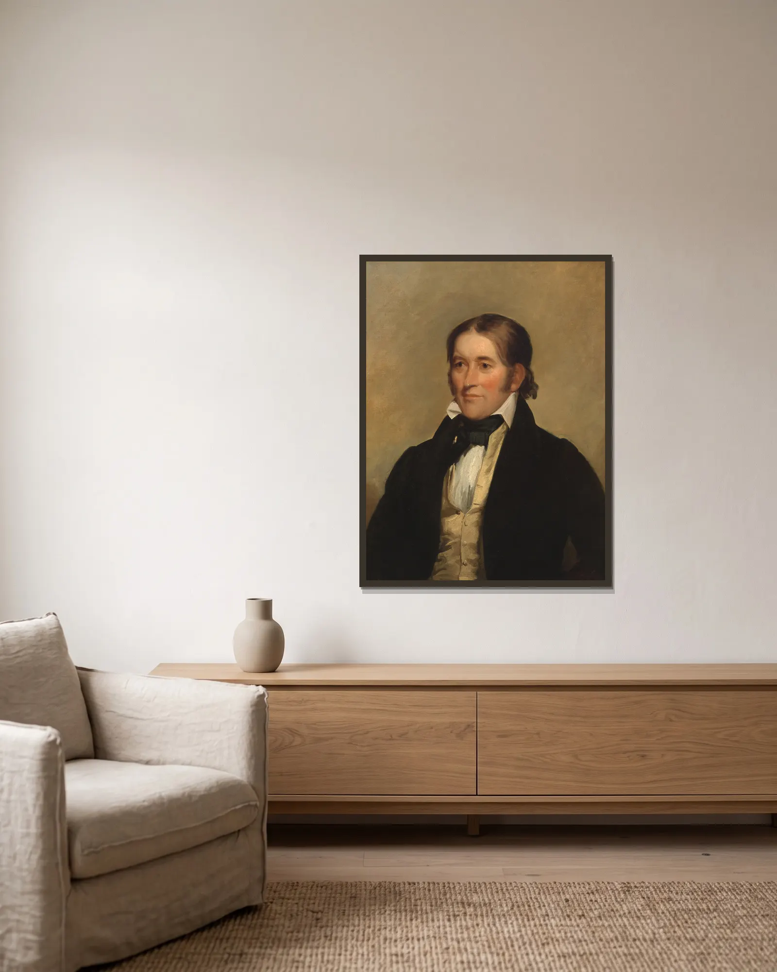 David Crockett av Chester Harding inramad på en vägg