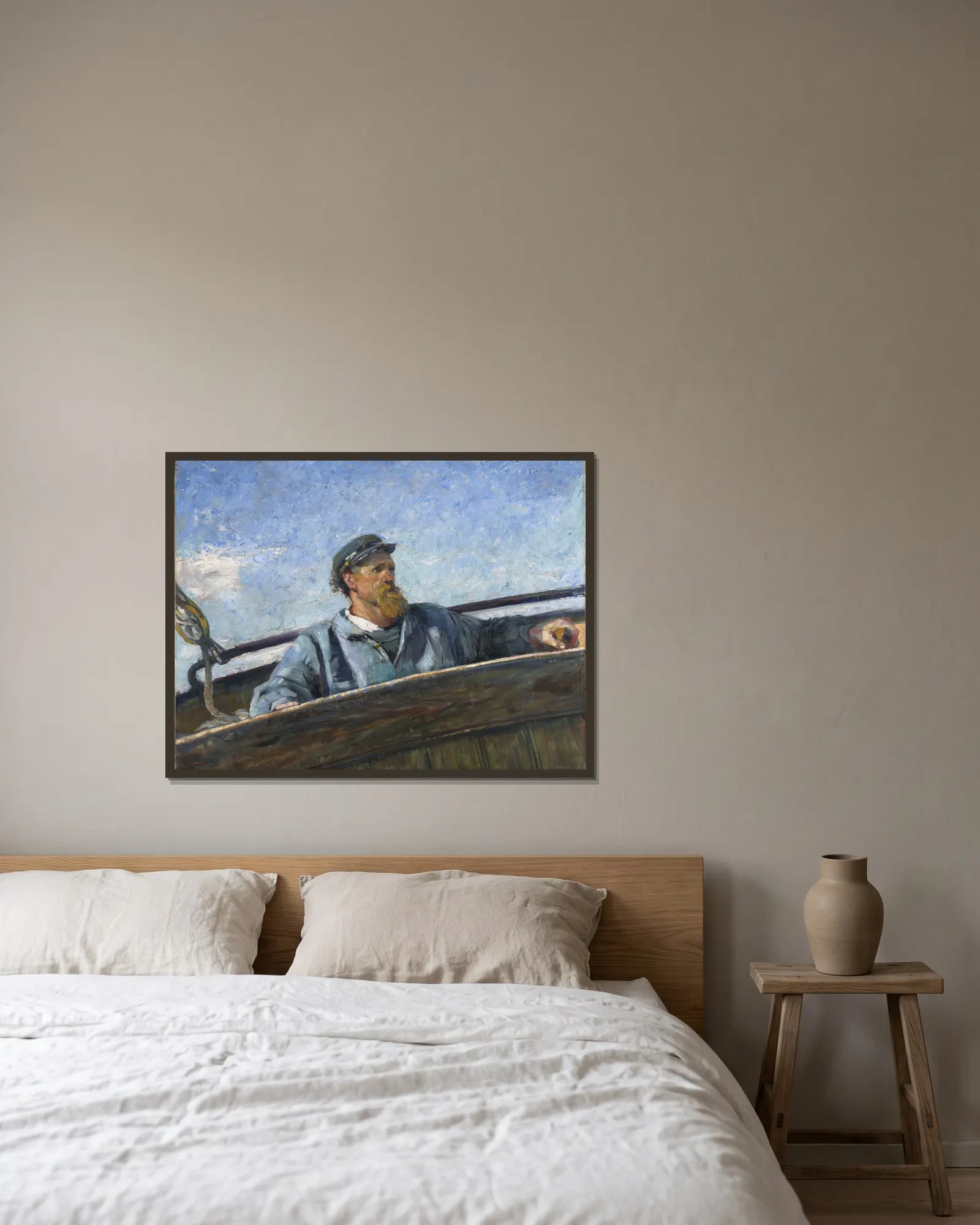 North Wind av Christian Krohg inramad på en vägg