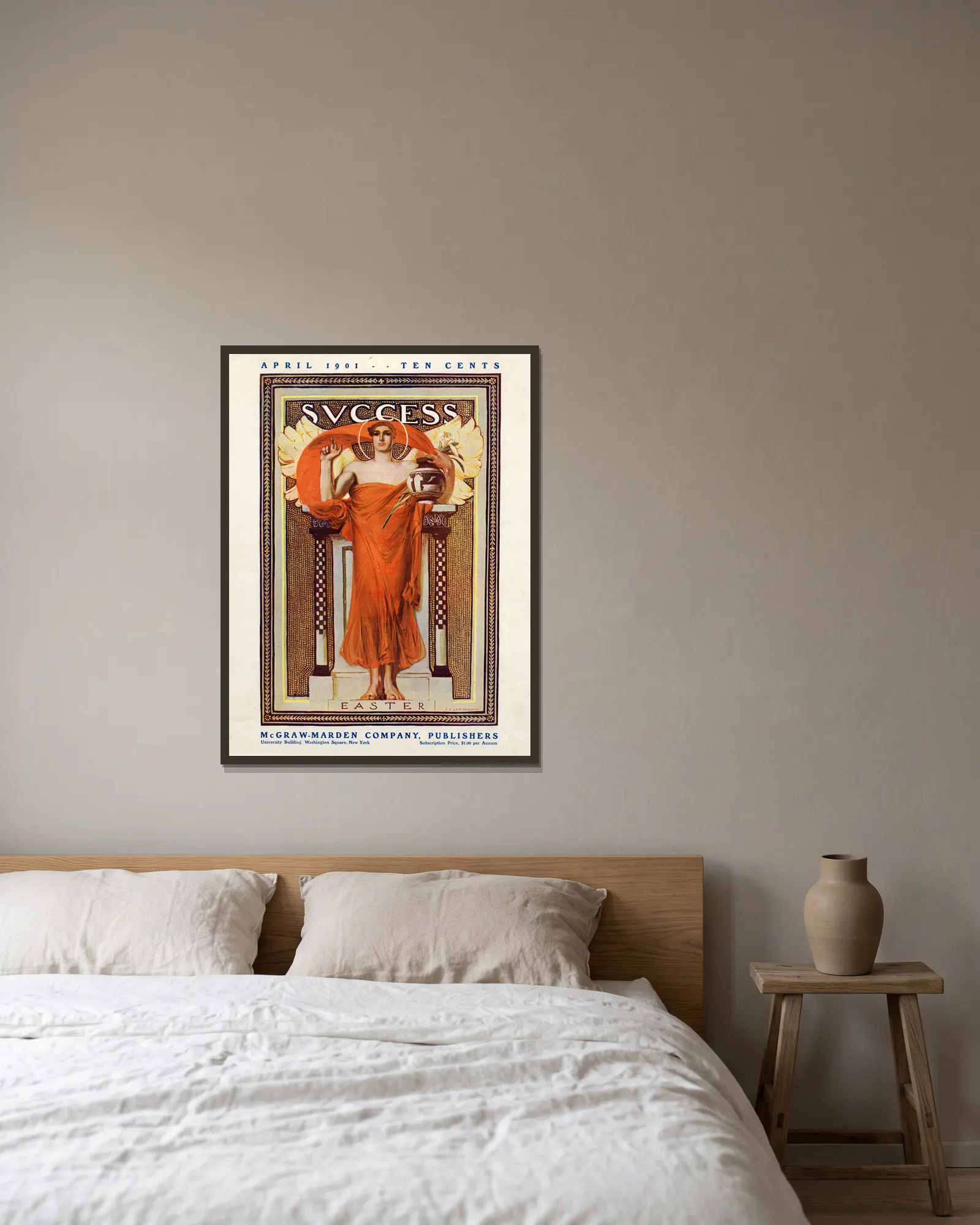 Success Easter April 1901 av Joseph Christian Leyendecker inramad på en vägg