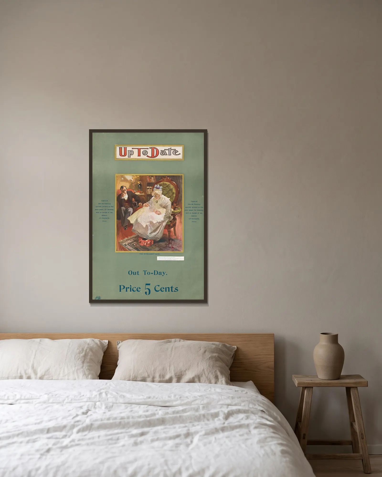 Up to date av Joseph Christian Leyendecker inramad på en vägg