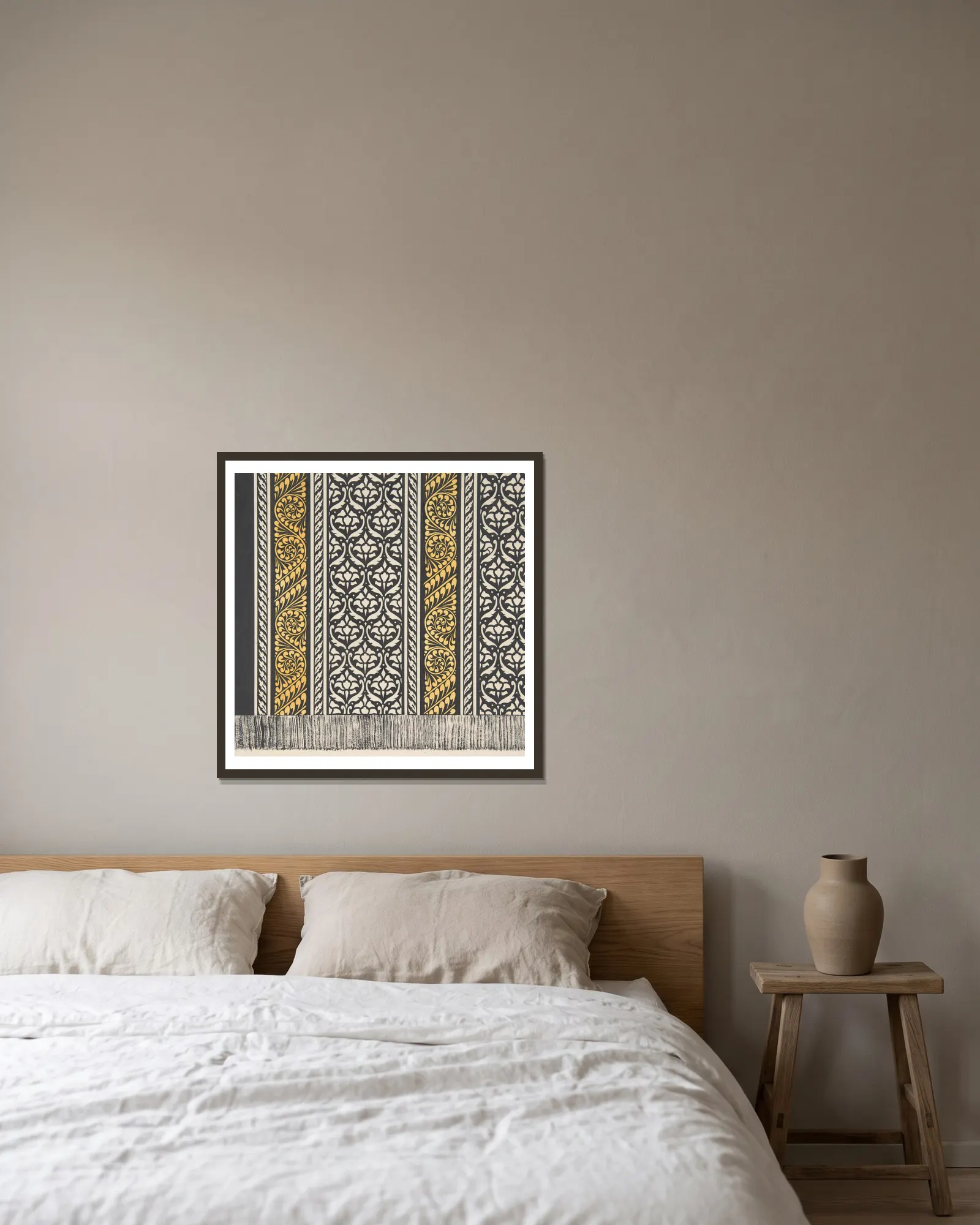 Design drawing av Christopher Dresser inramad på en vägg