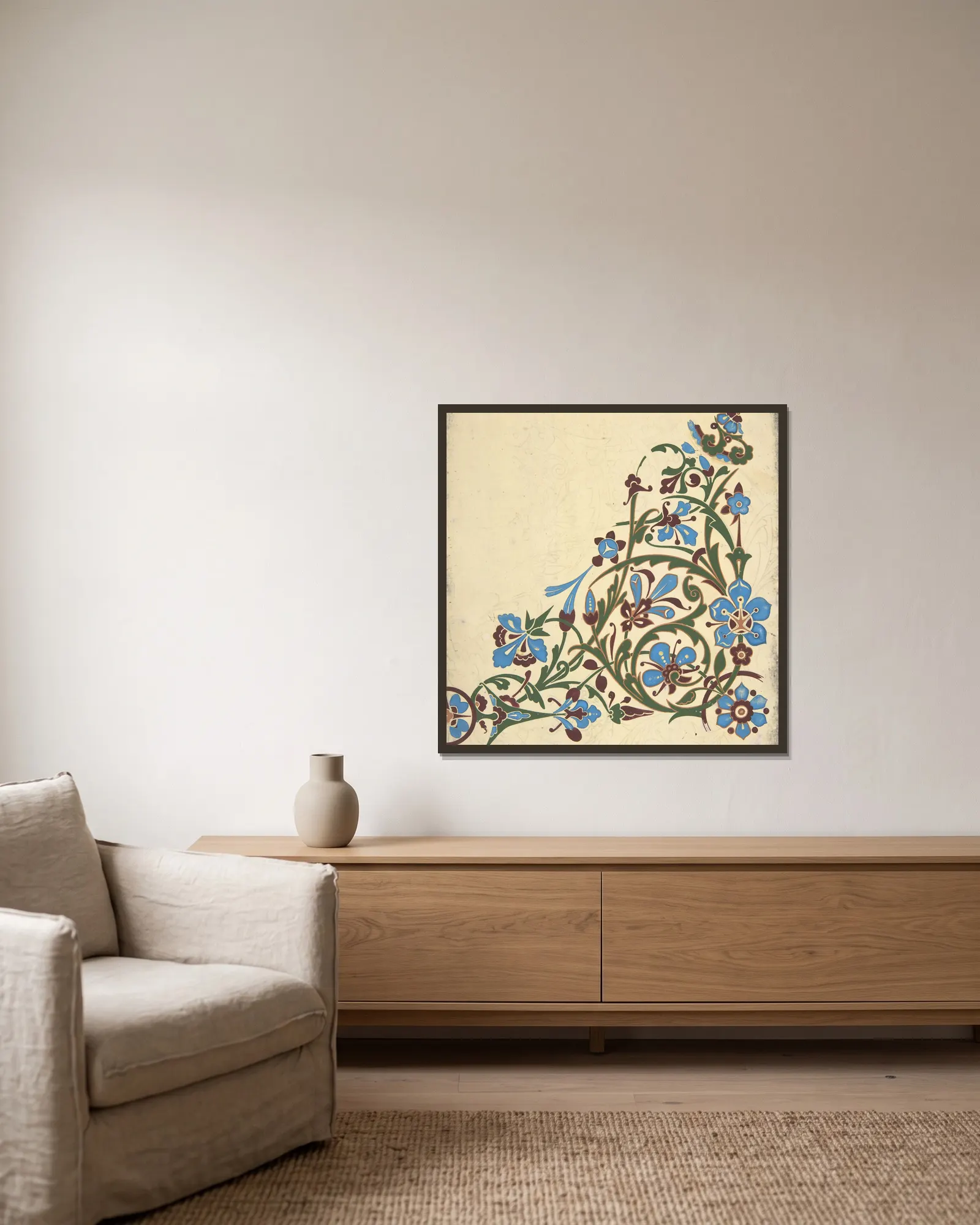 Design for a Floral Pattern av Christopher Dresser inramad på en vägg