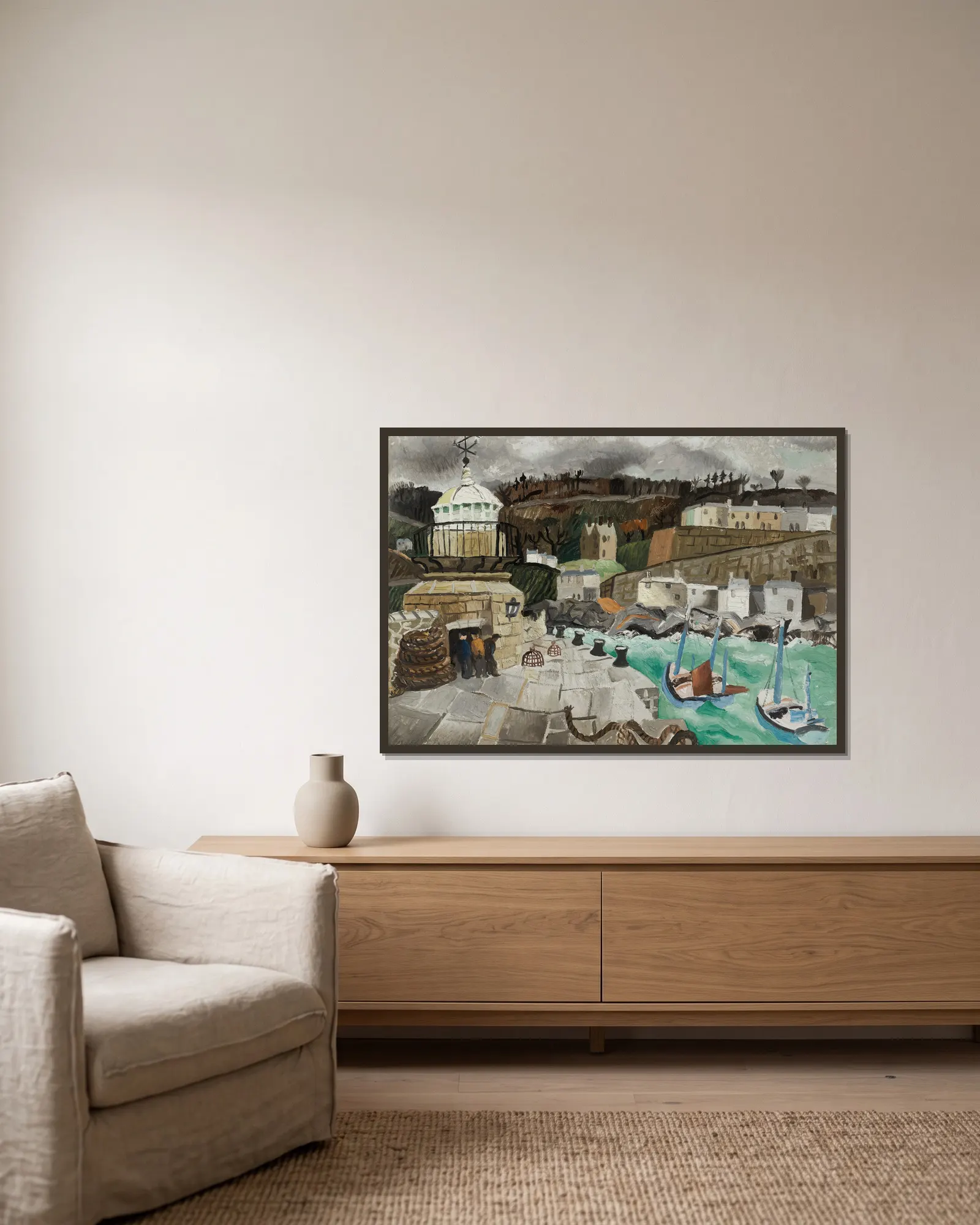 St Ives, Cornwall av Christopher Wood inramad på en vägg