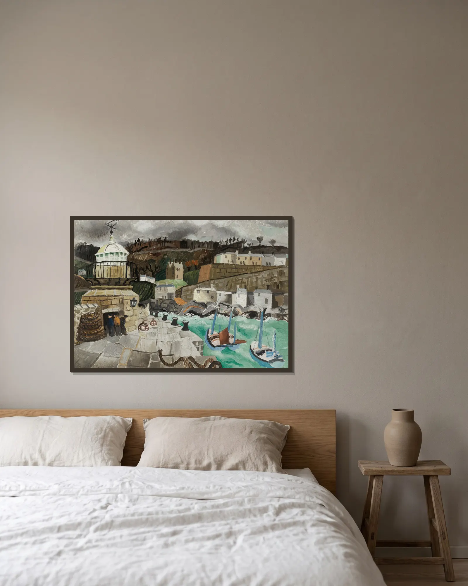 St Ives, Cornwall av Christopher Wood inramad på en vägg