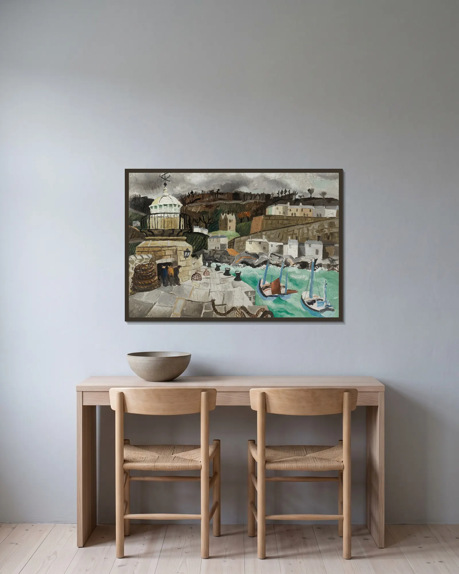 St Ives, Cornwall av Christopher Wood inramad på en vägg