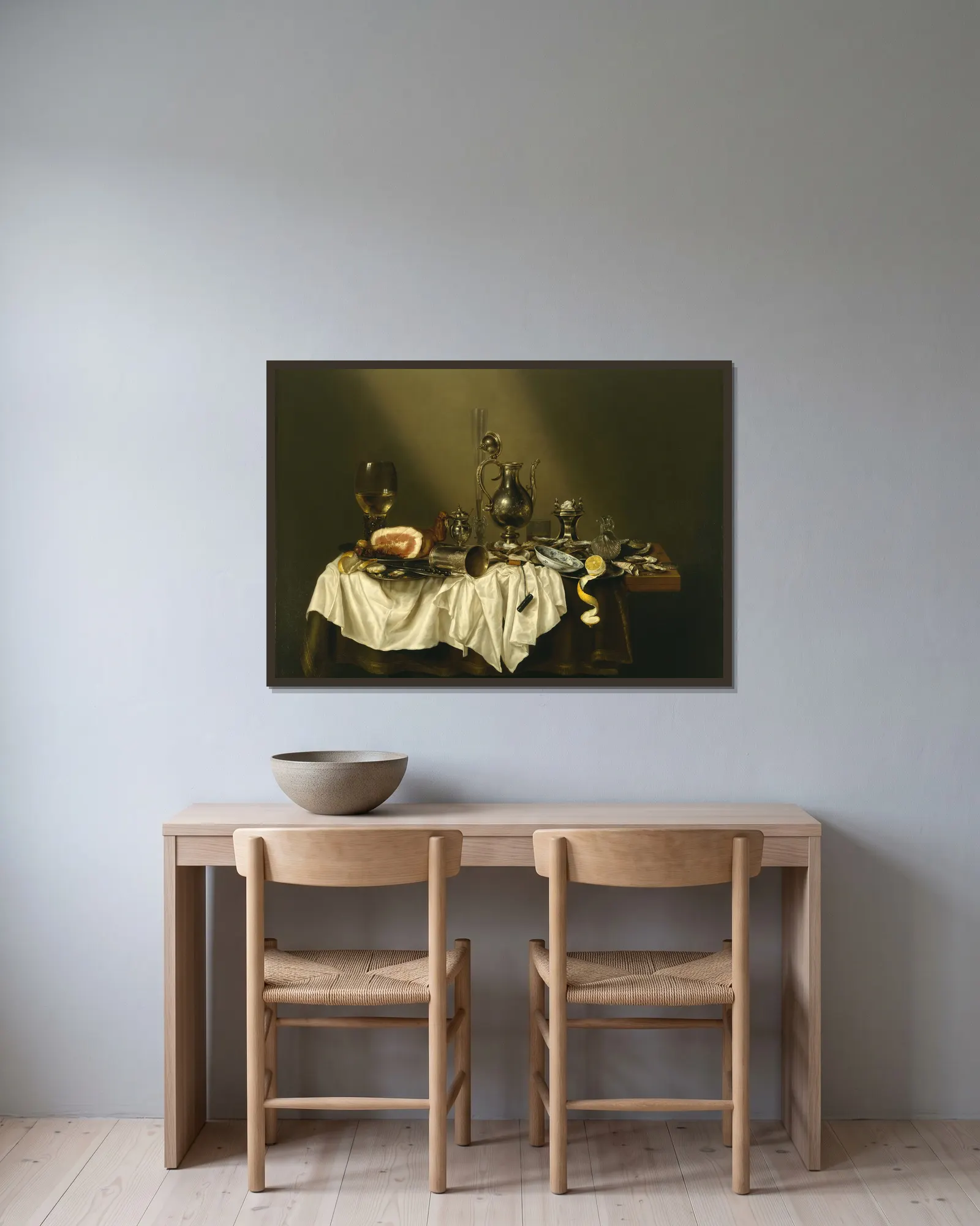 Banquet Piece with Ham av Willem Claesz Heda inramad på en vägg