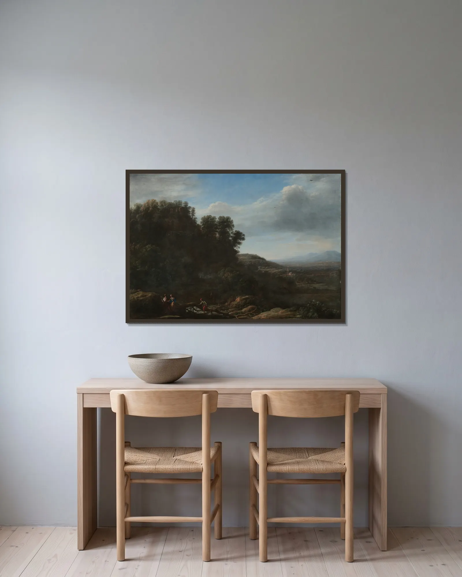 Italian Landscape av Claude Lorrain inramad på en vägg