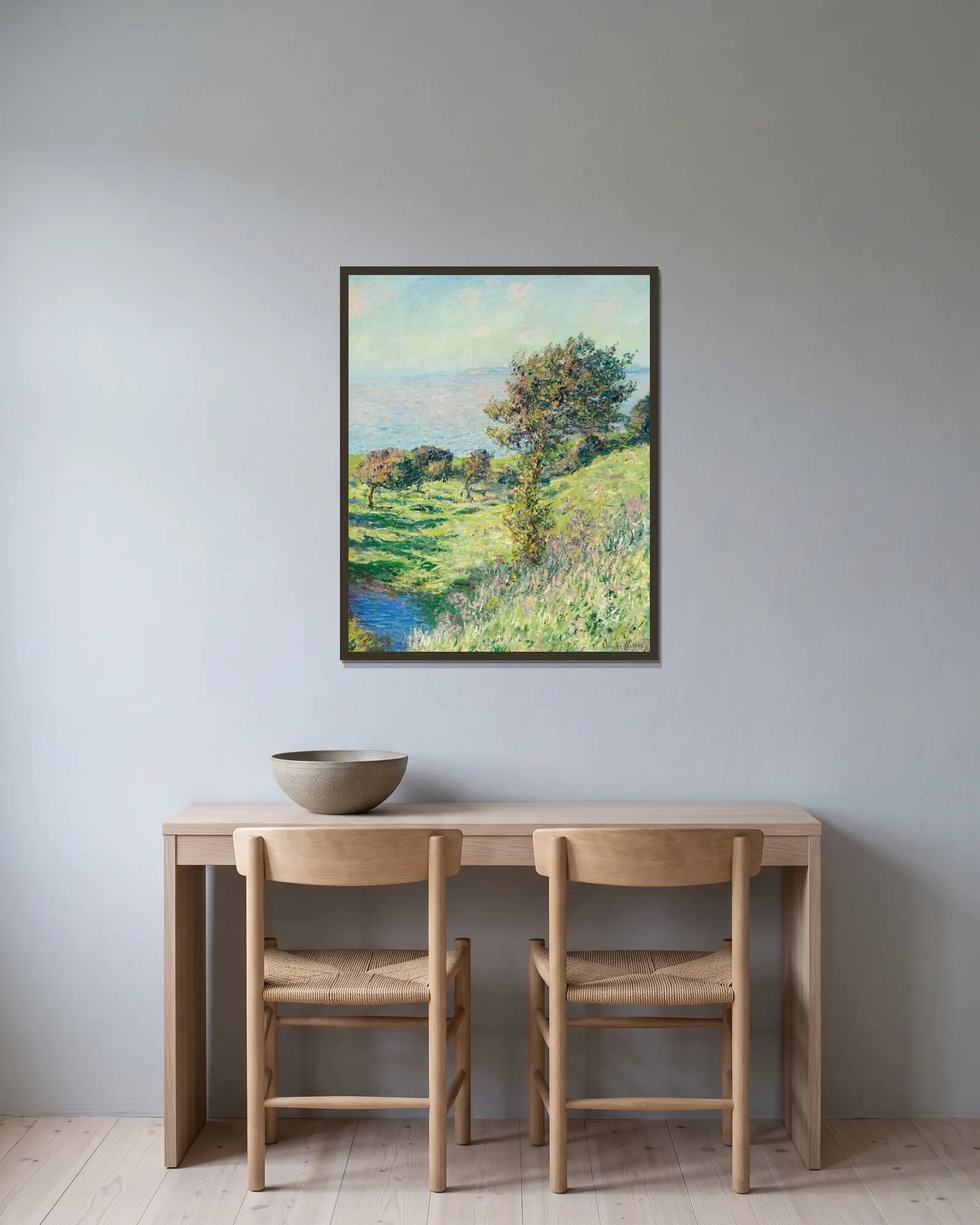 Coup de vent av Claude Monet inramad på en vägg