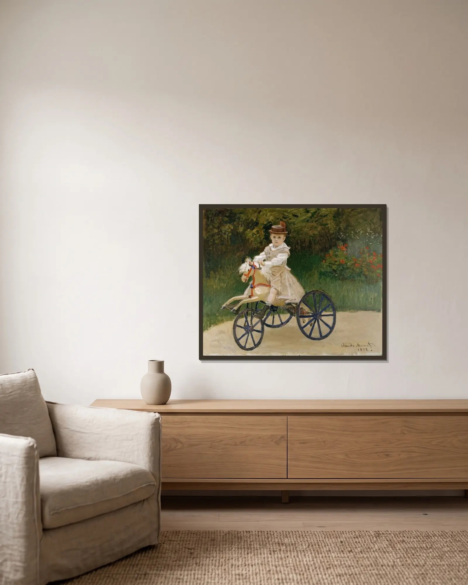Jean Monet av Claude Monet inramad på en vägg
