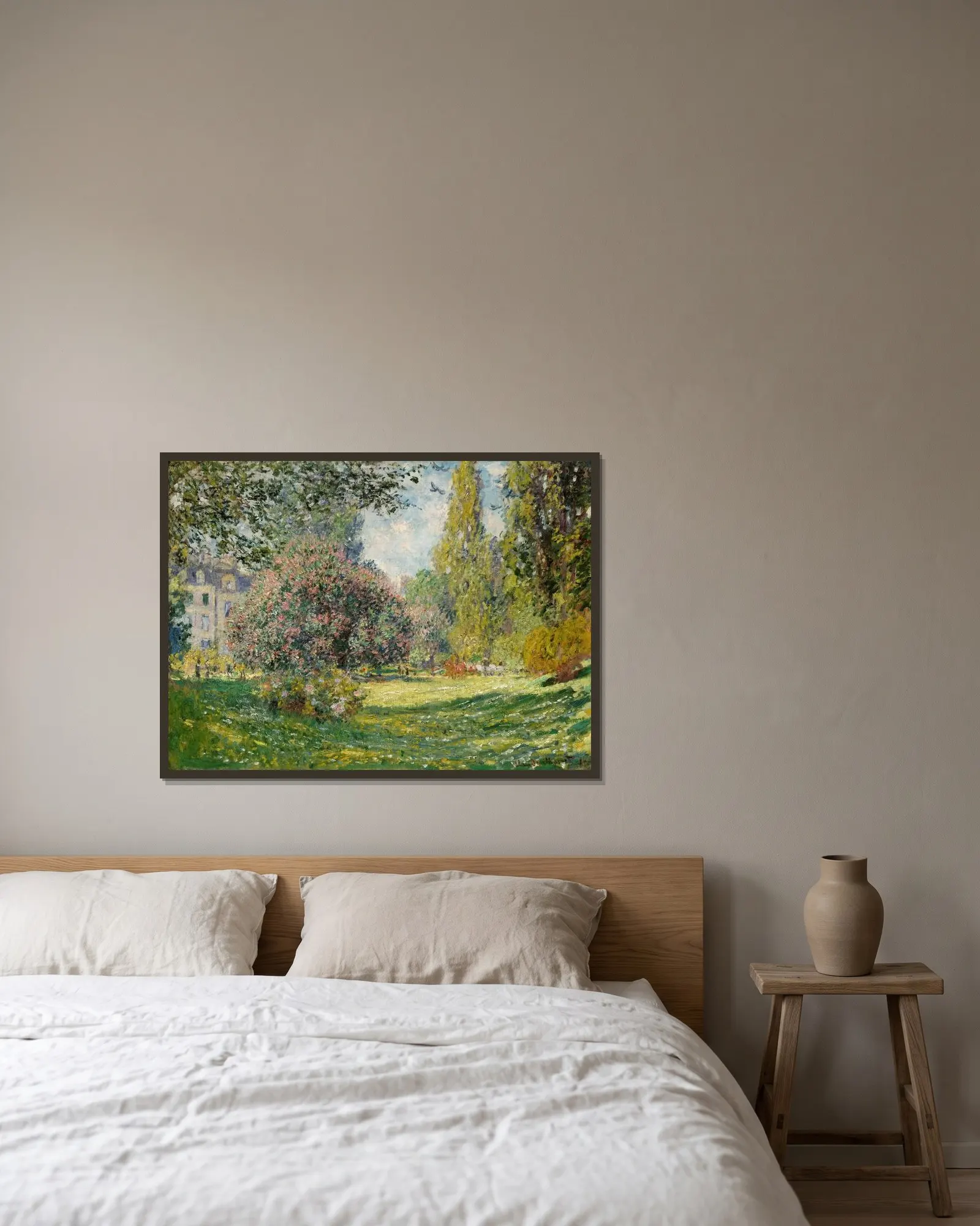 Landscape; The Parc Monceau av Claude Monet inramad på en vägg