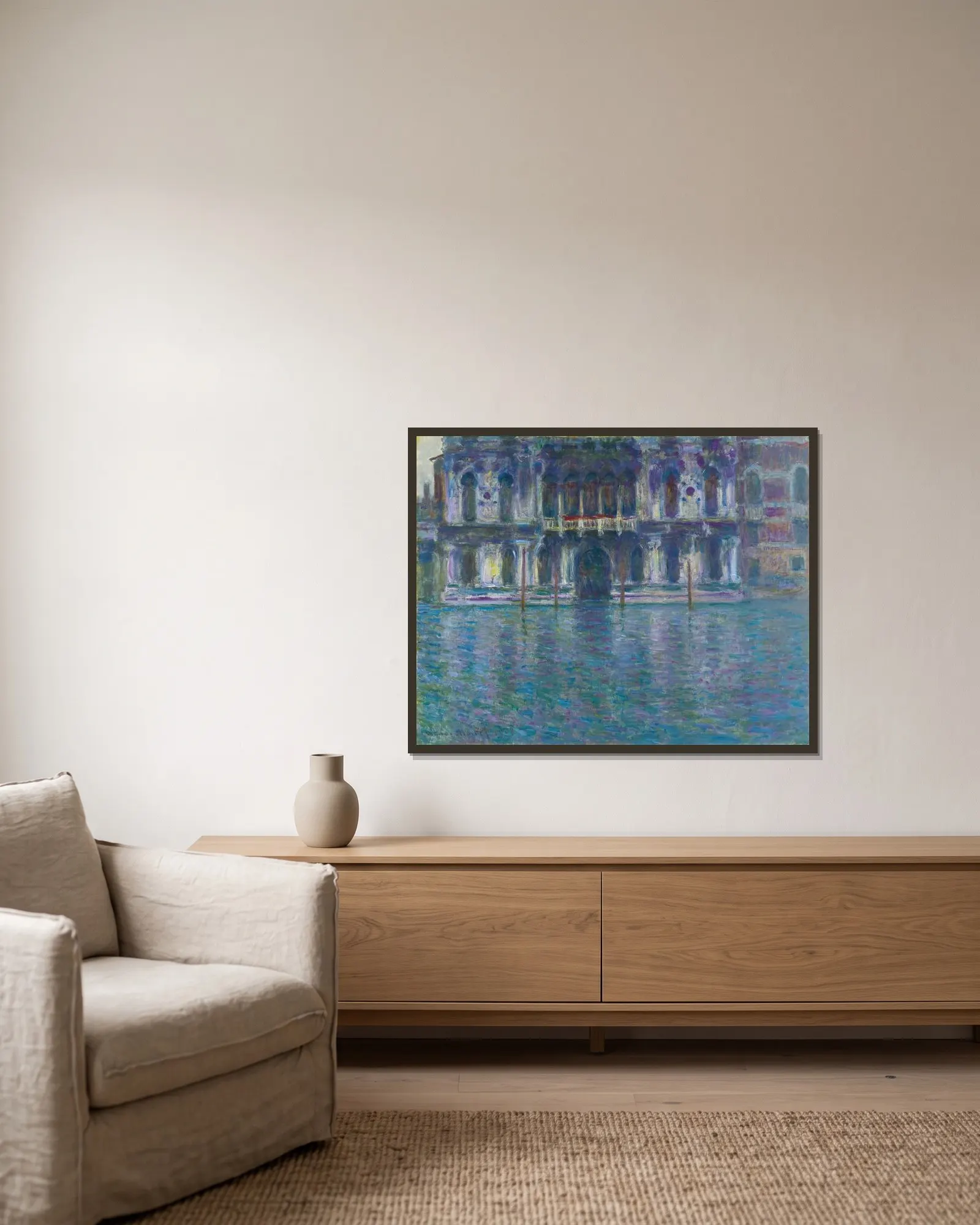 Le Palais Contarini av Claude Monet inramad på en vägg