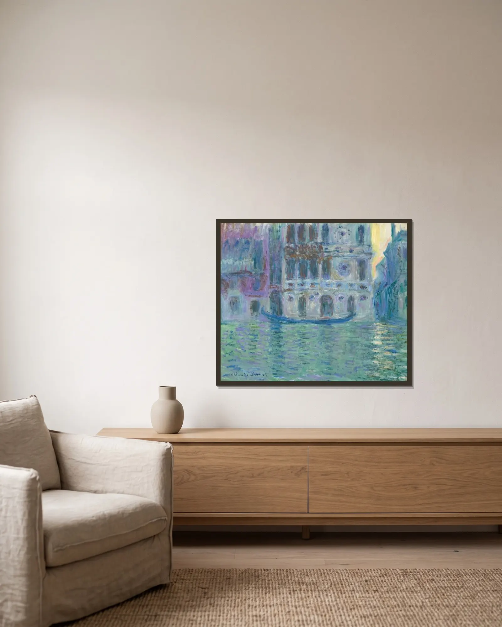Le Palais Dario av Claude Monet inramad på en vägg