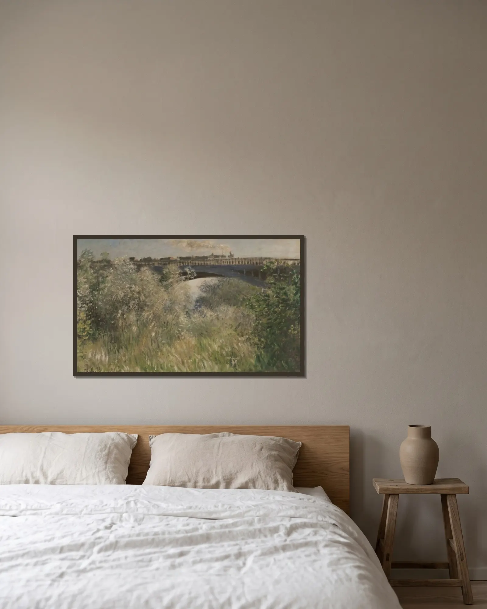 Le Pont d` Argenteuil av Claude Monet inramad på en vägg