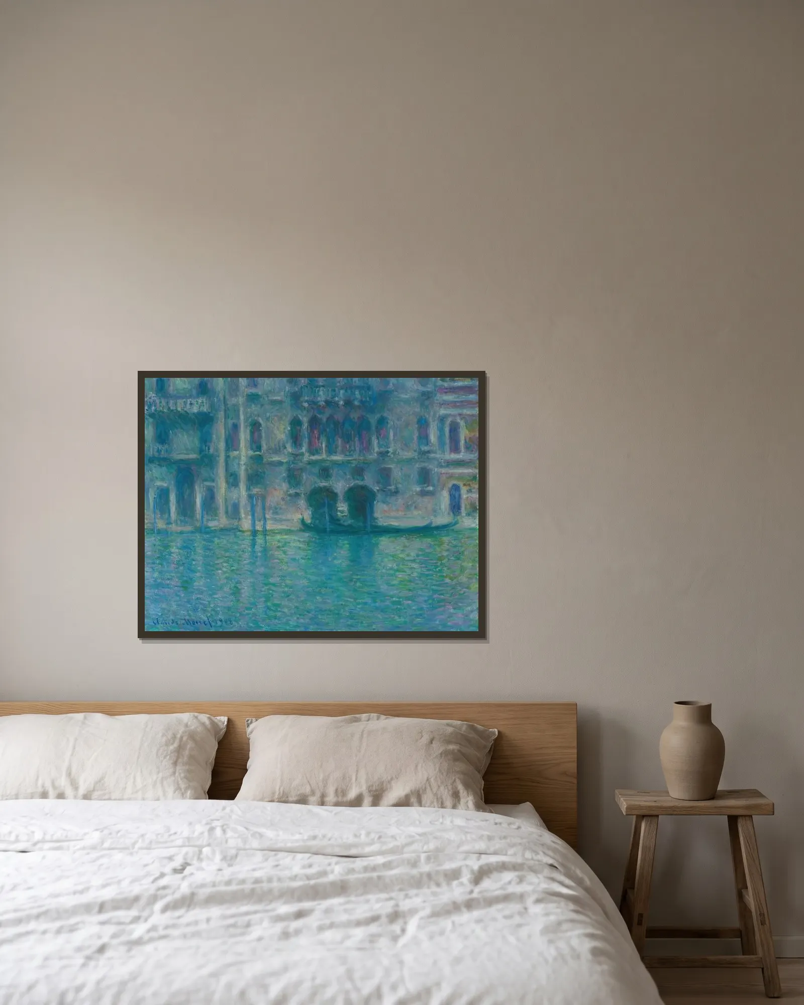 Palazzo da Mula, Venice av Claude Monet inramad på en vägg