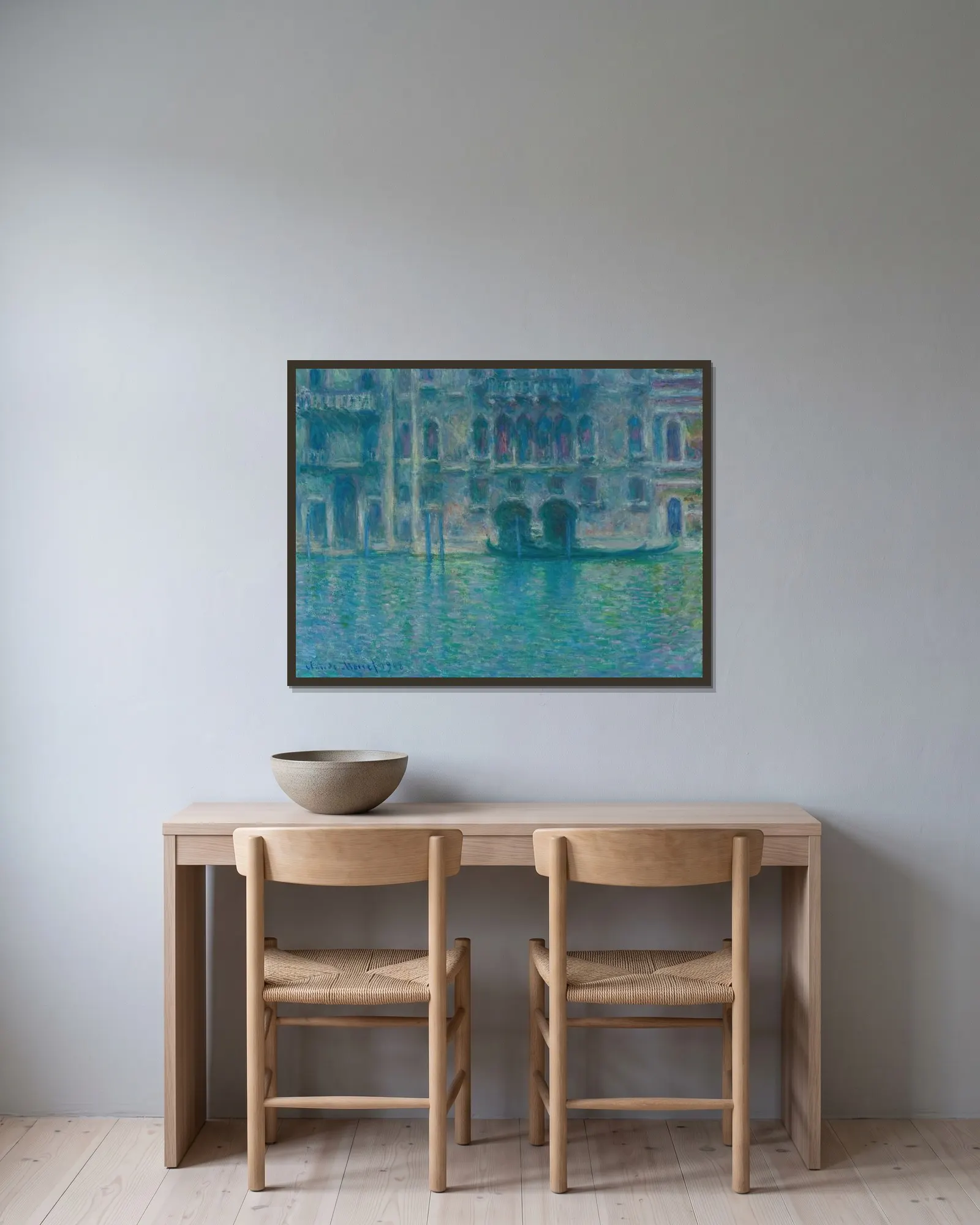 Palazzo da Mula, Venice av Claude Monet inramad på en vägg