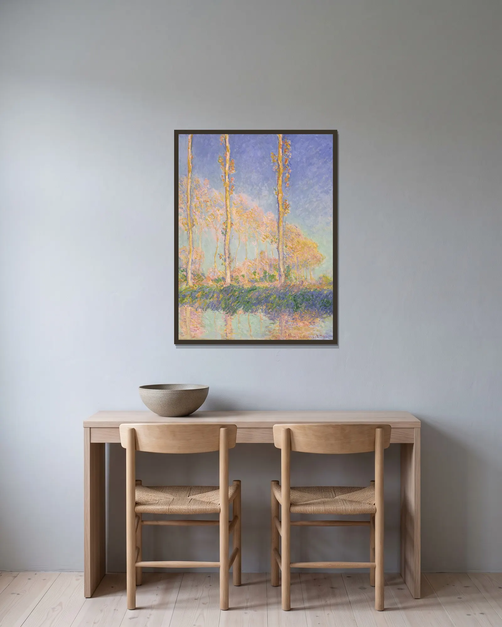 Poplars av Claude Monet inramad på en vägg