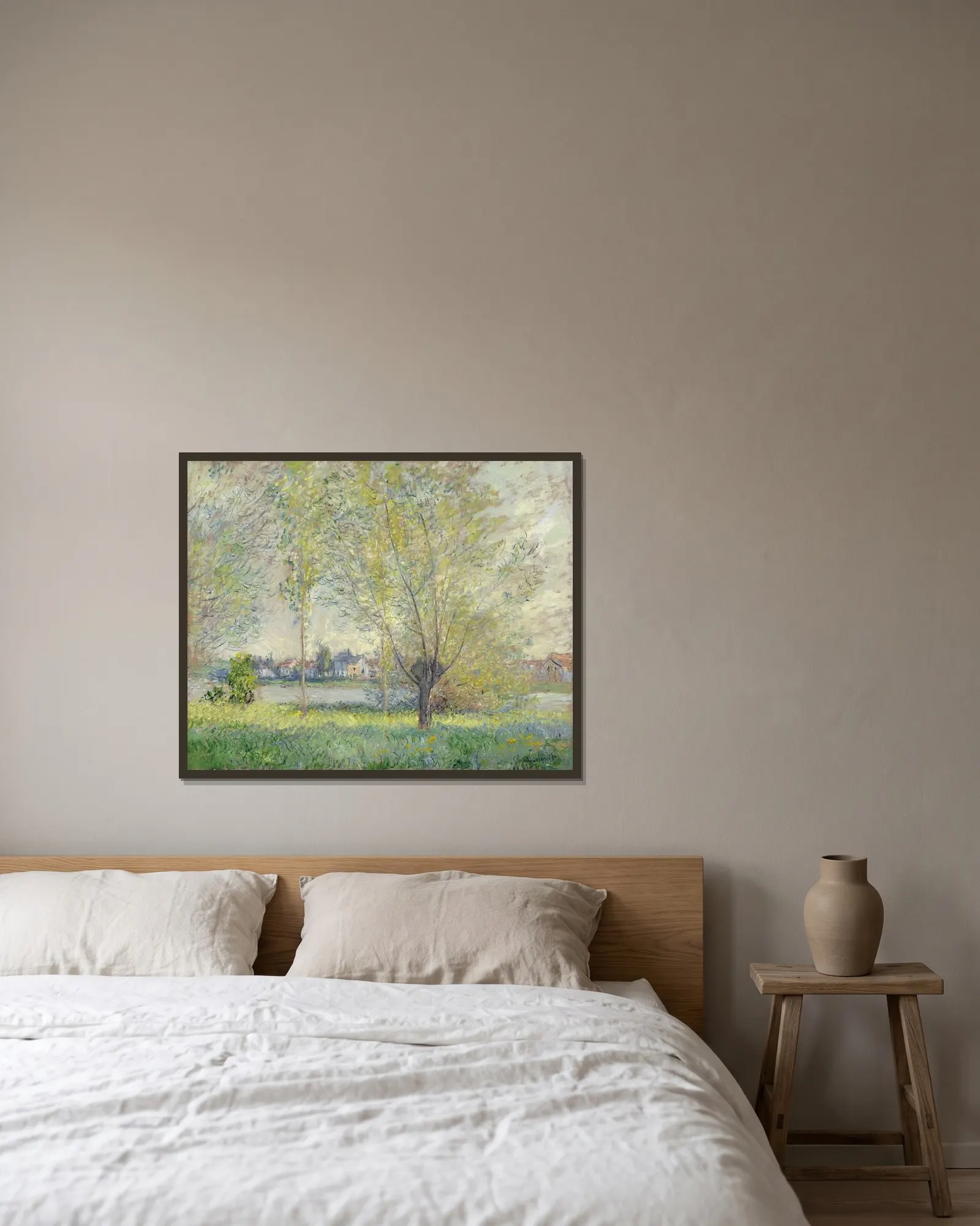 The Willows av Claude Monet inramad på en vägg