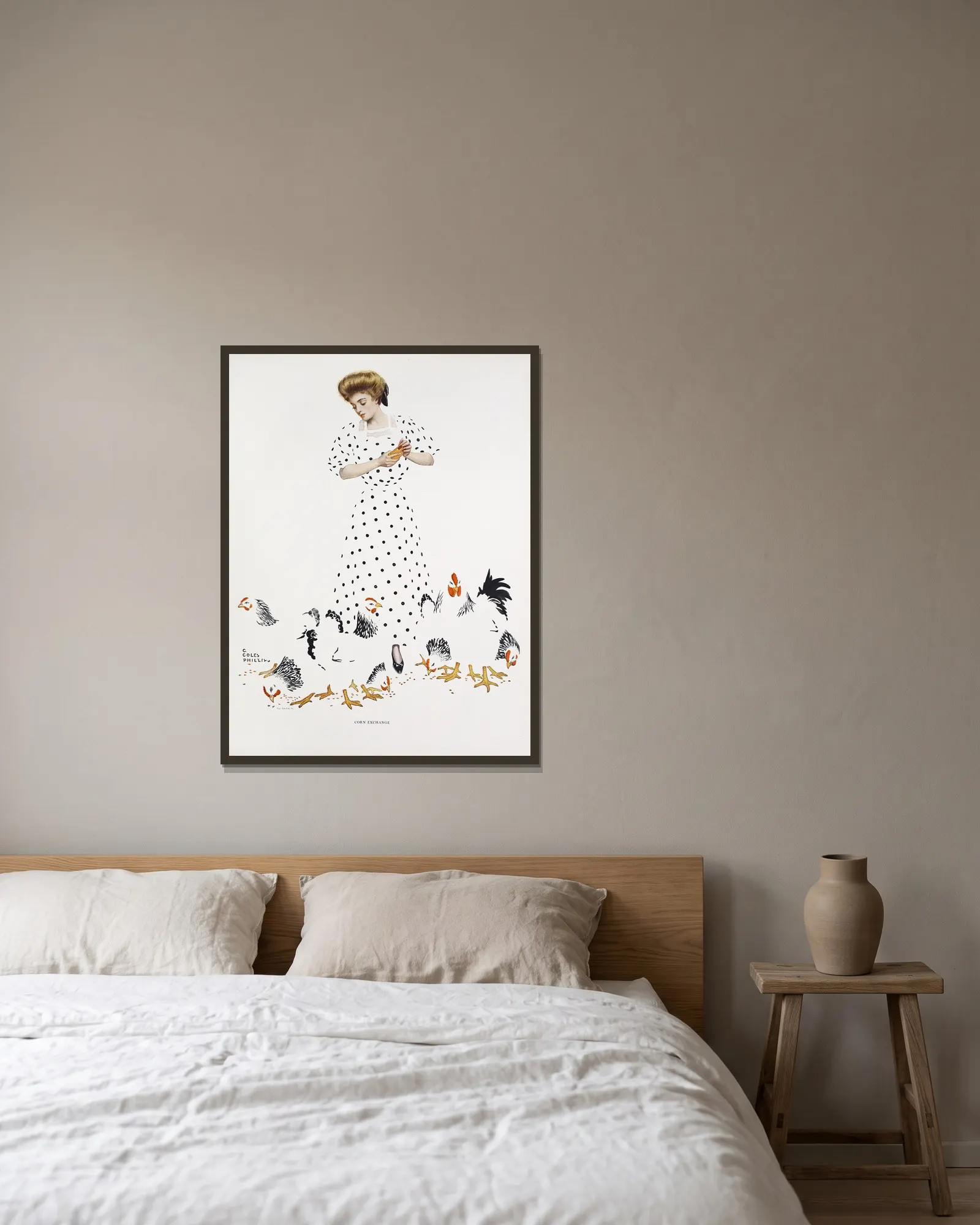 Corn exchange av Coles Phillips inramad på en vägg