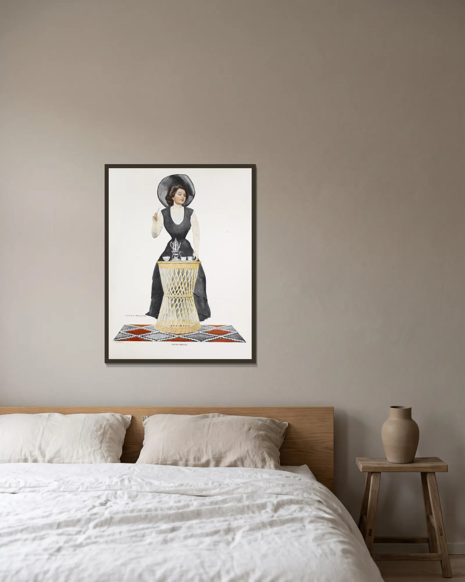 Divine service av Coles Phillips inramad på en vägg
