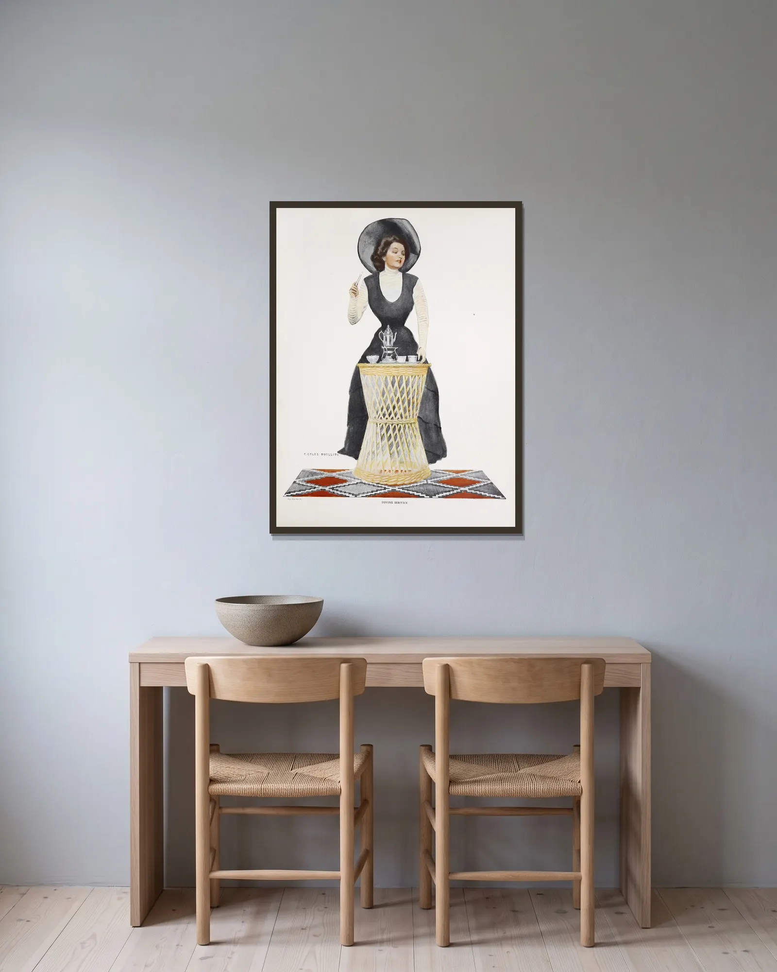 Divine service av Coles Phillips inramad på en vägg
