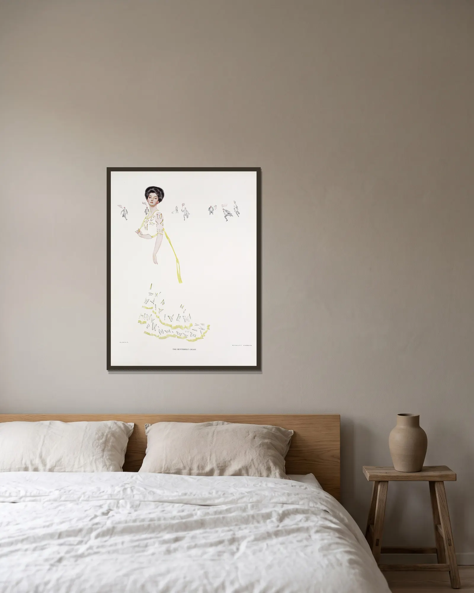 The Butterfly chase av Coles Phillips inramad på en vägg