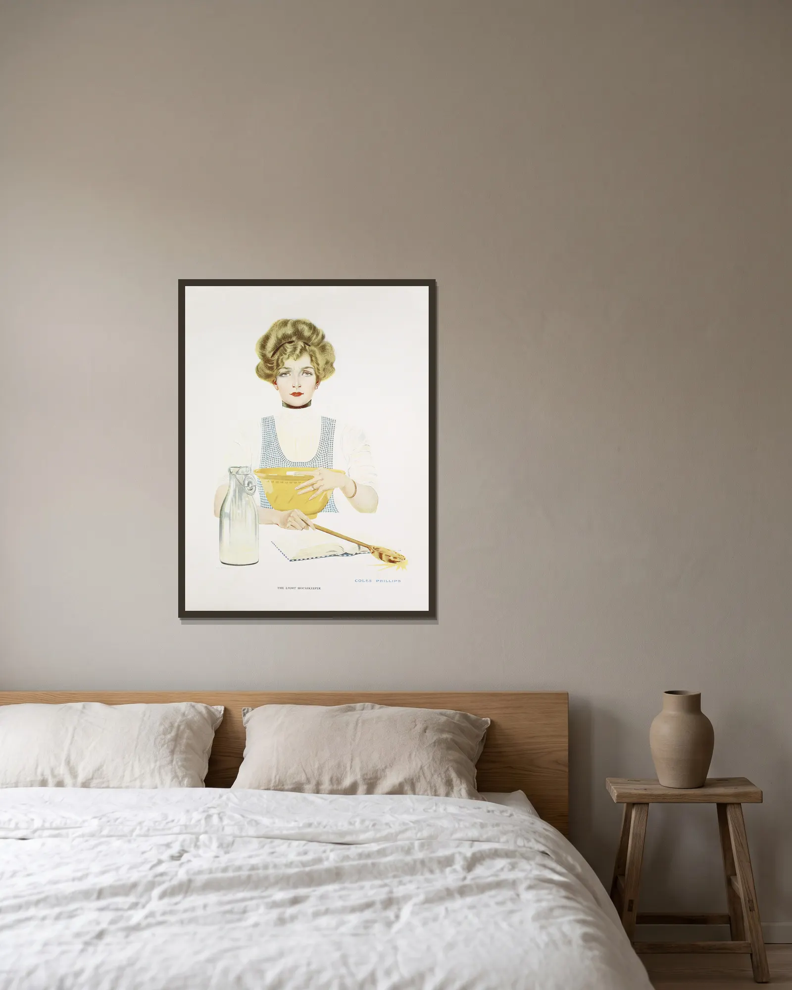 The light housekeeper av Coles Phillips inramad på en vägg