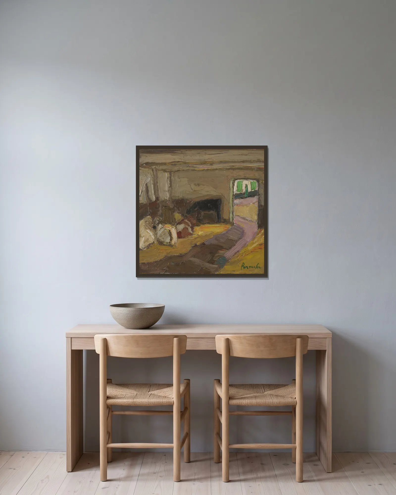Koestal av Constant Permeke inramad på en vägg