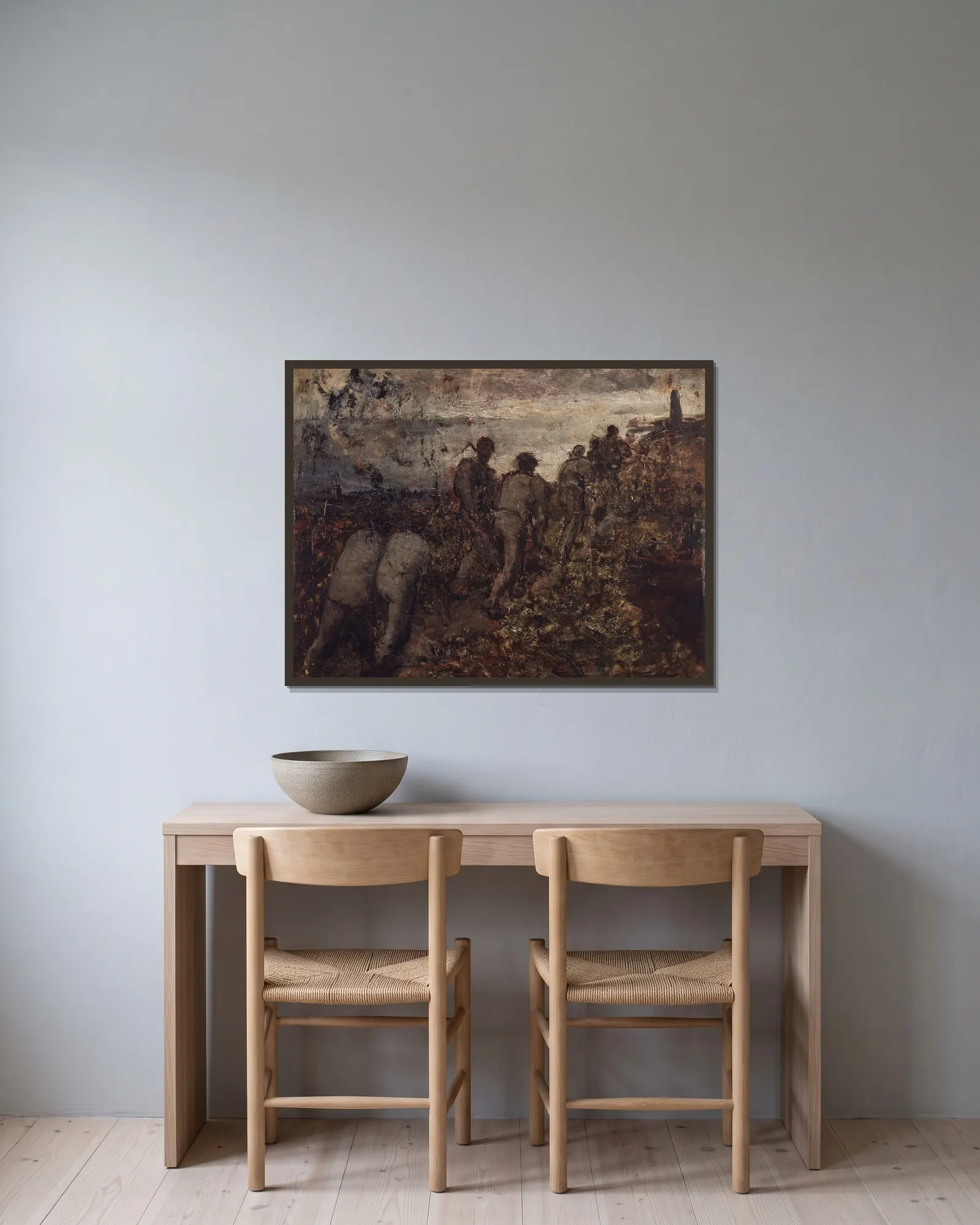 Calvary av Constantin Meunier inramad på en vägg