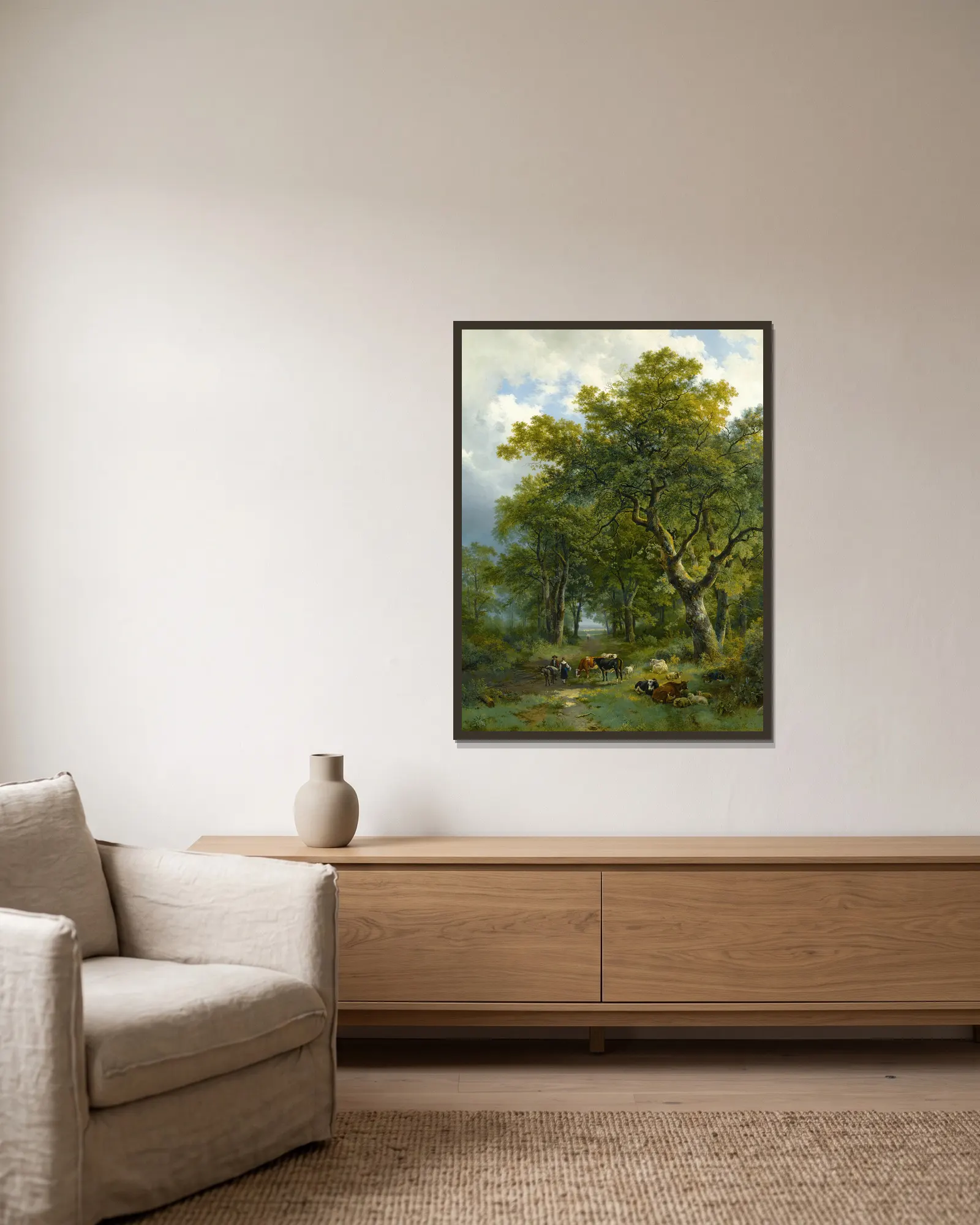A Wooded Path av Barend Cornelis Koekkoek inramad på en vägg